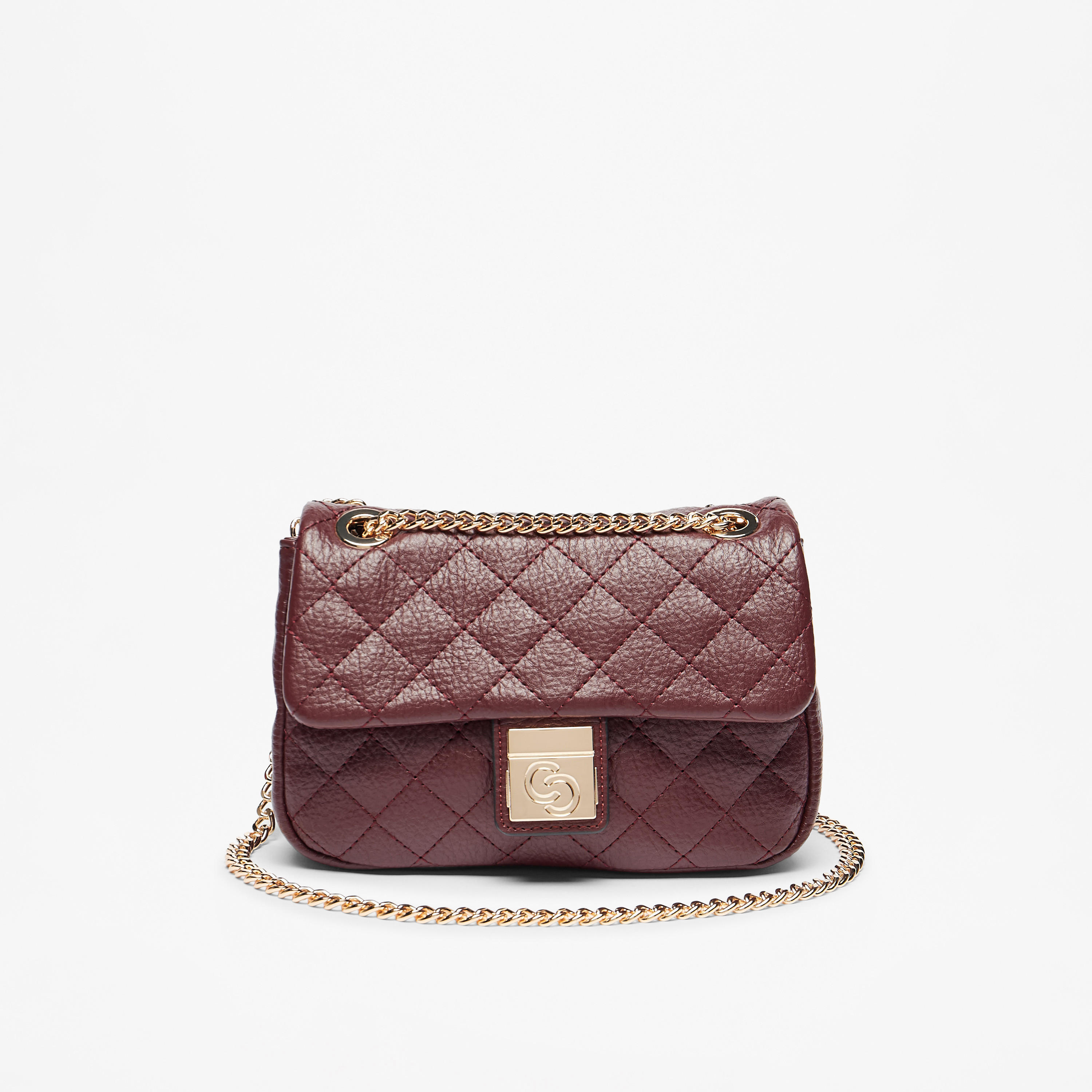Celeste Quilted Crossbody Bag with Button Closure and Chain Strap-women-bagsandwallets-handbags-image-1