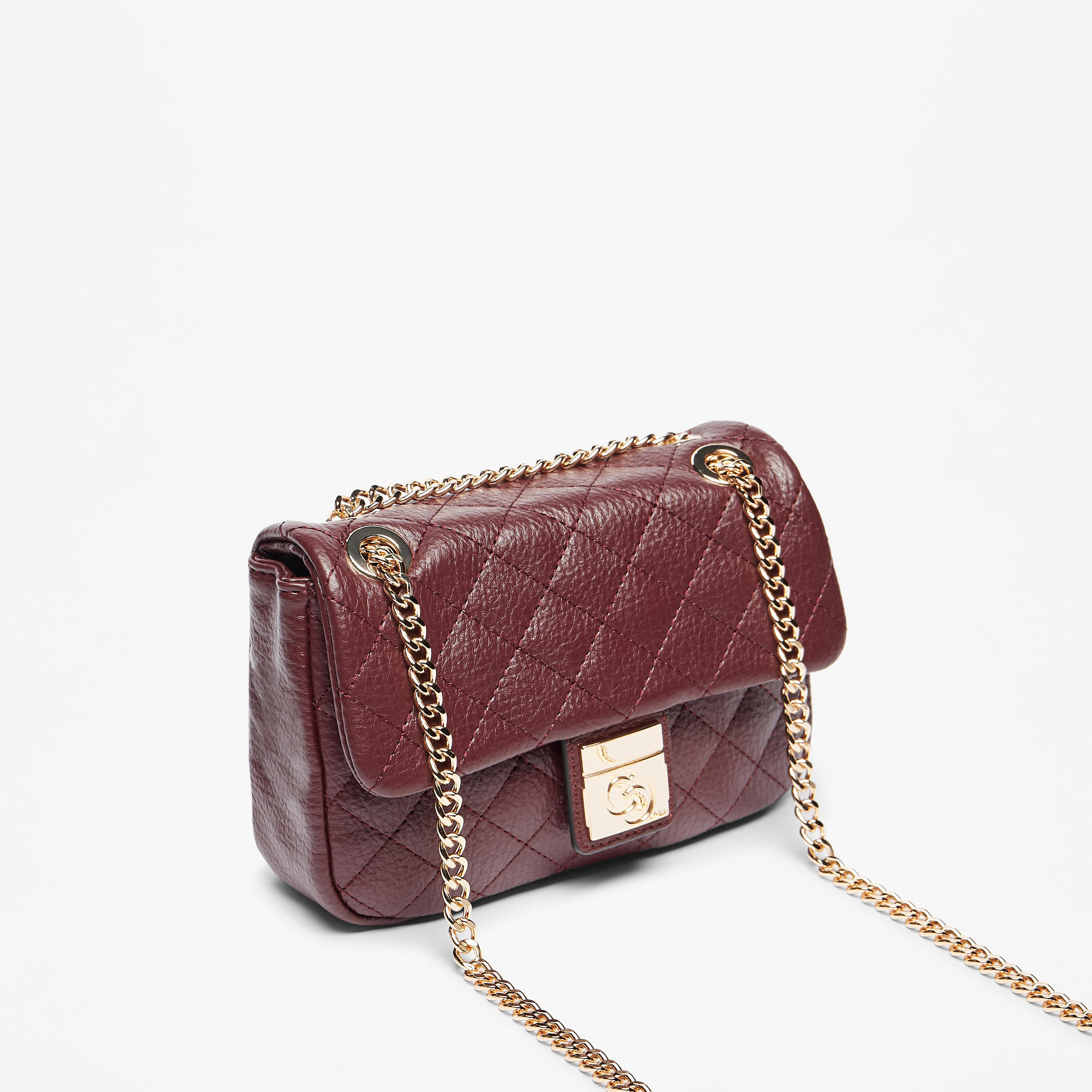 Celeste Quilted Crossbody Bag with Button Closure and Chain Strap-women-bagsandwallets-handbags-image-2