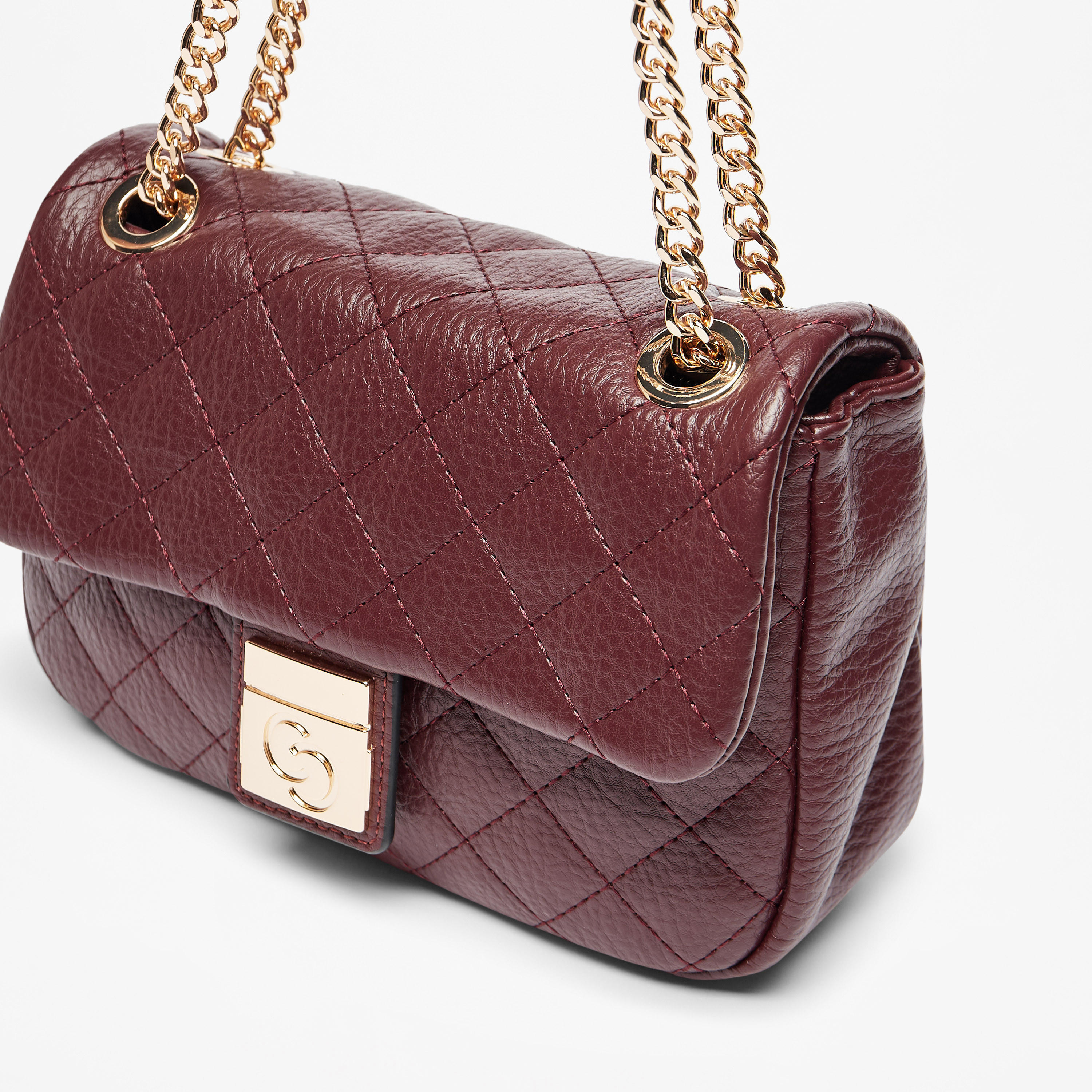 Celeste Quilted Crossbody Bag with Button Closure and Chain Strap-women-bagsandwallets-handbags-image-3