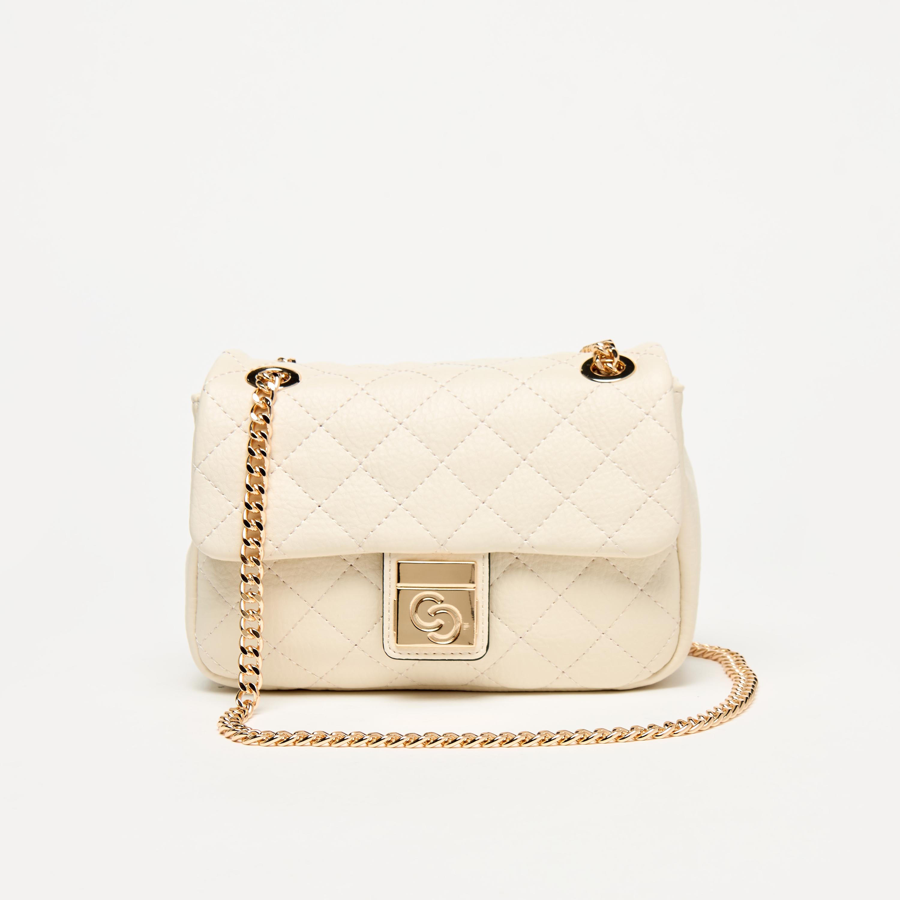 Celeste Quilted Crossbody Bag with Button Closure and Chain Strap-women-bagsandwallets-handbags-image-6