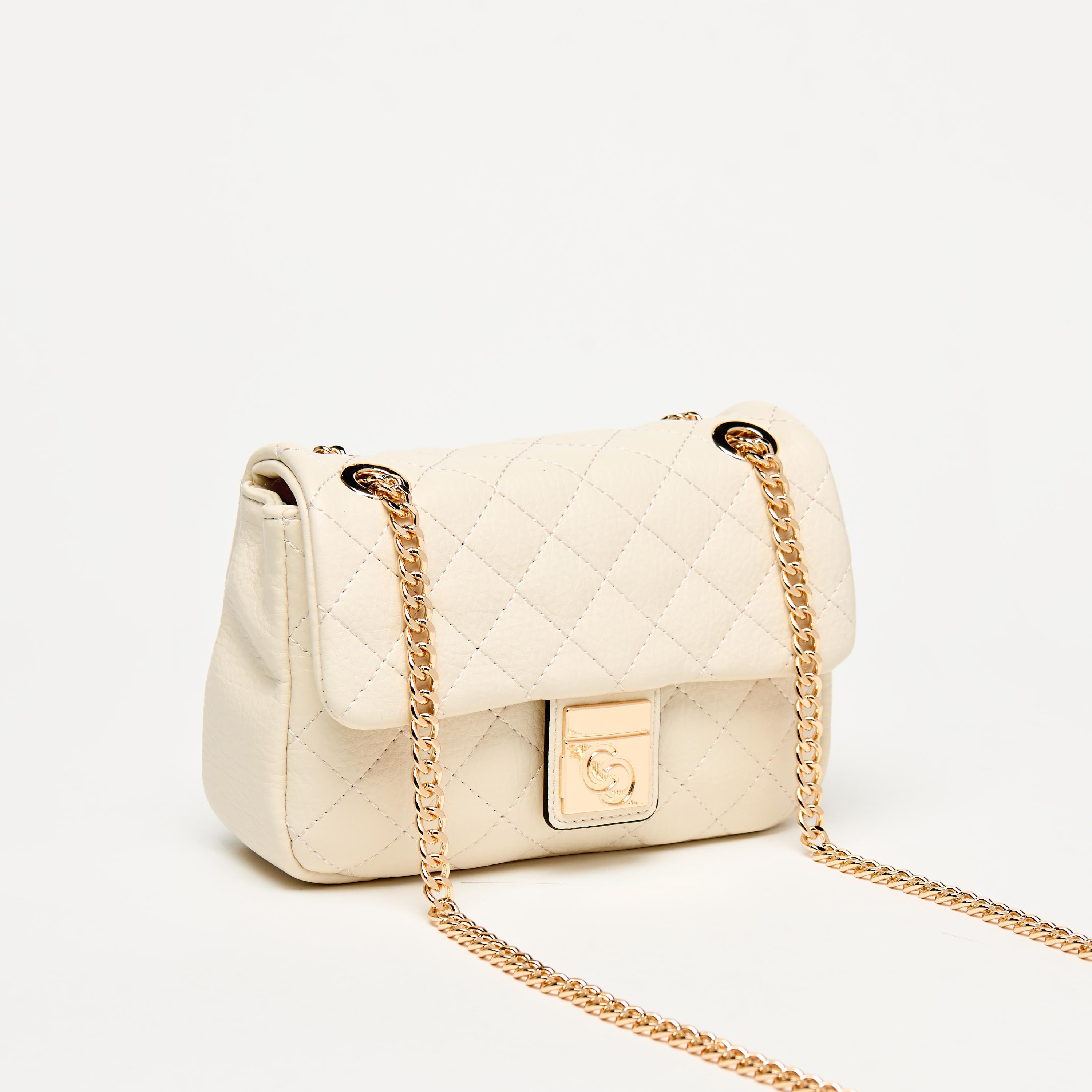 Celeste Quilted Crossbody Bag with Button Closure and Chain Strap-women-bagsandwallets-handbags-image-7