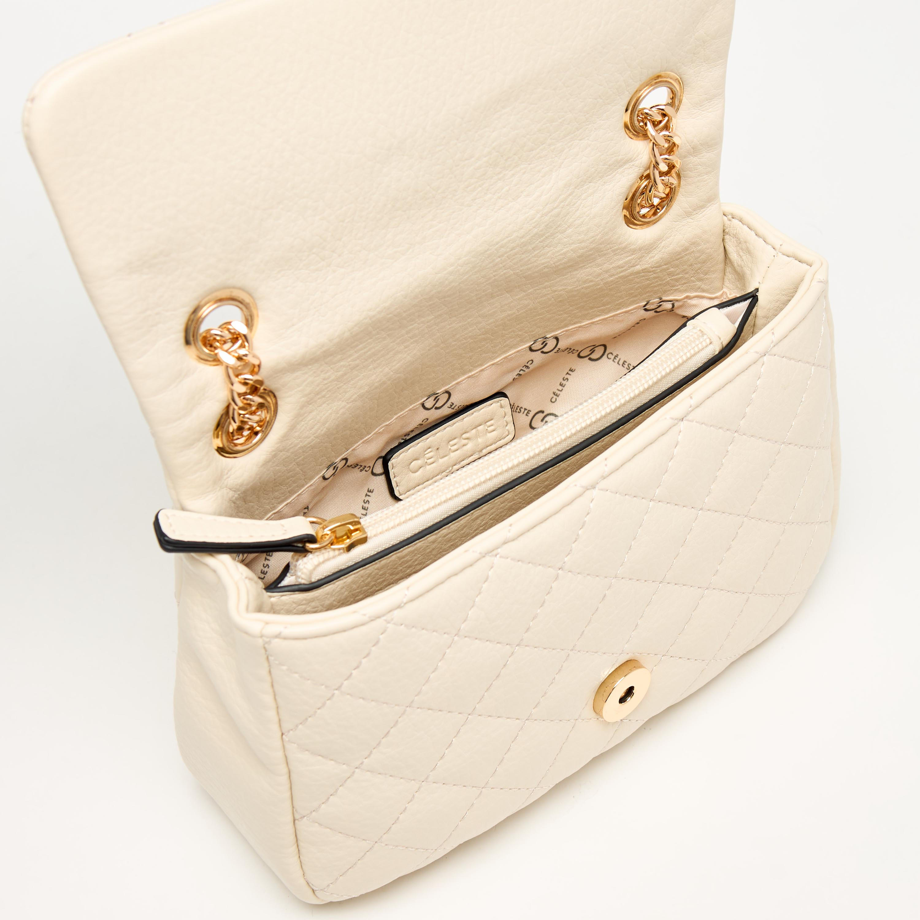 Celeste Quilted Crossbody Bag with Button Closure and Chain Strap-women-bagsandwallets-handbags-image-9