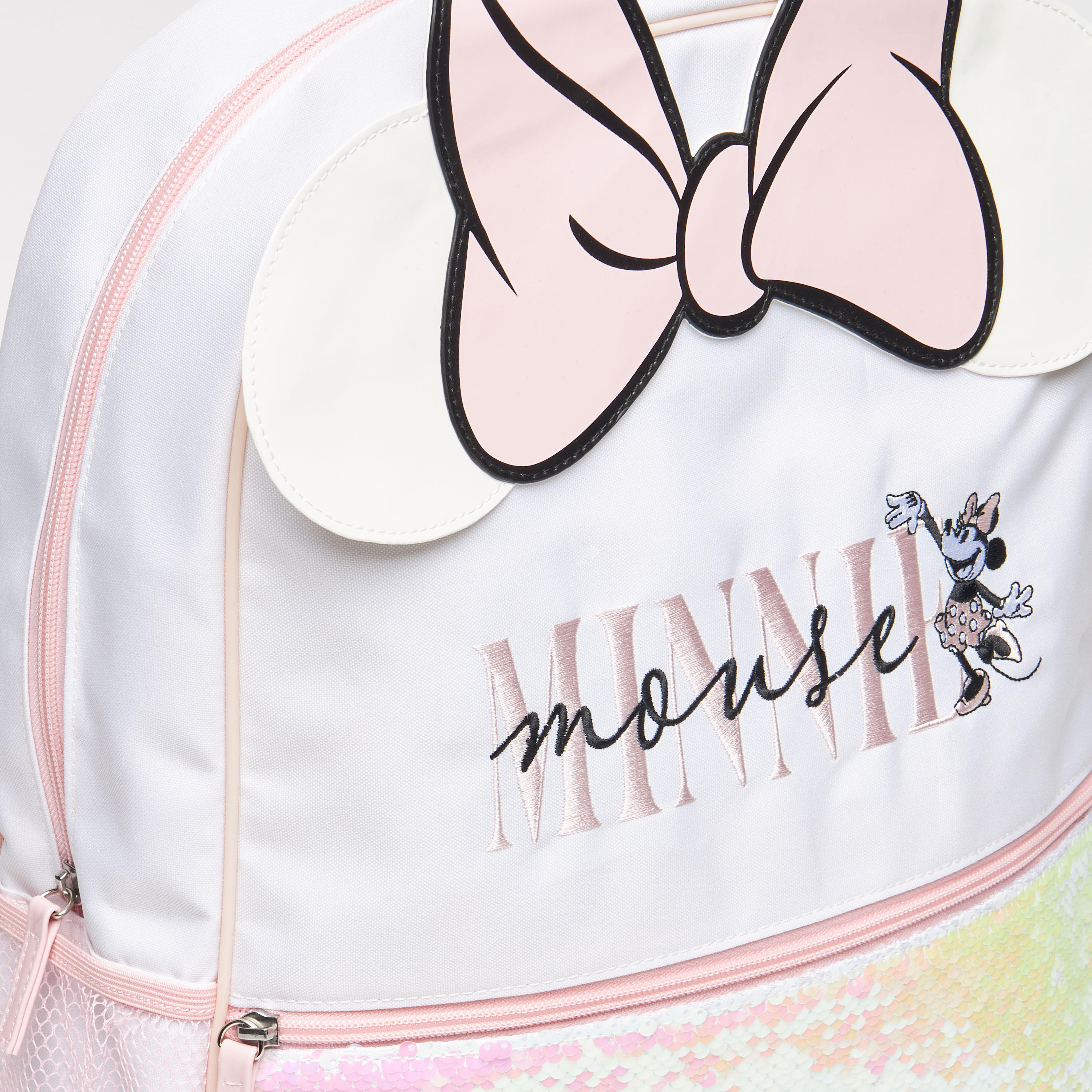 Disney Minnie Mouse Sequin Embellished Backpack with Adjustable Strap and Zip Closure - 45x33x14 cm-school-bagsandbackpacks-backpacks-image-3