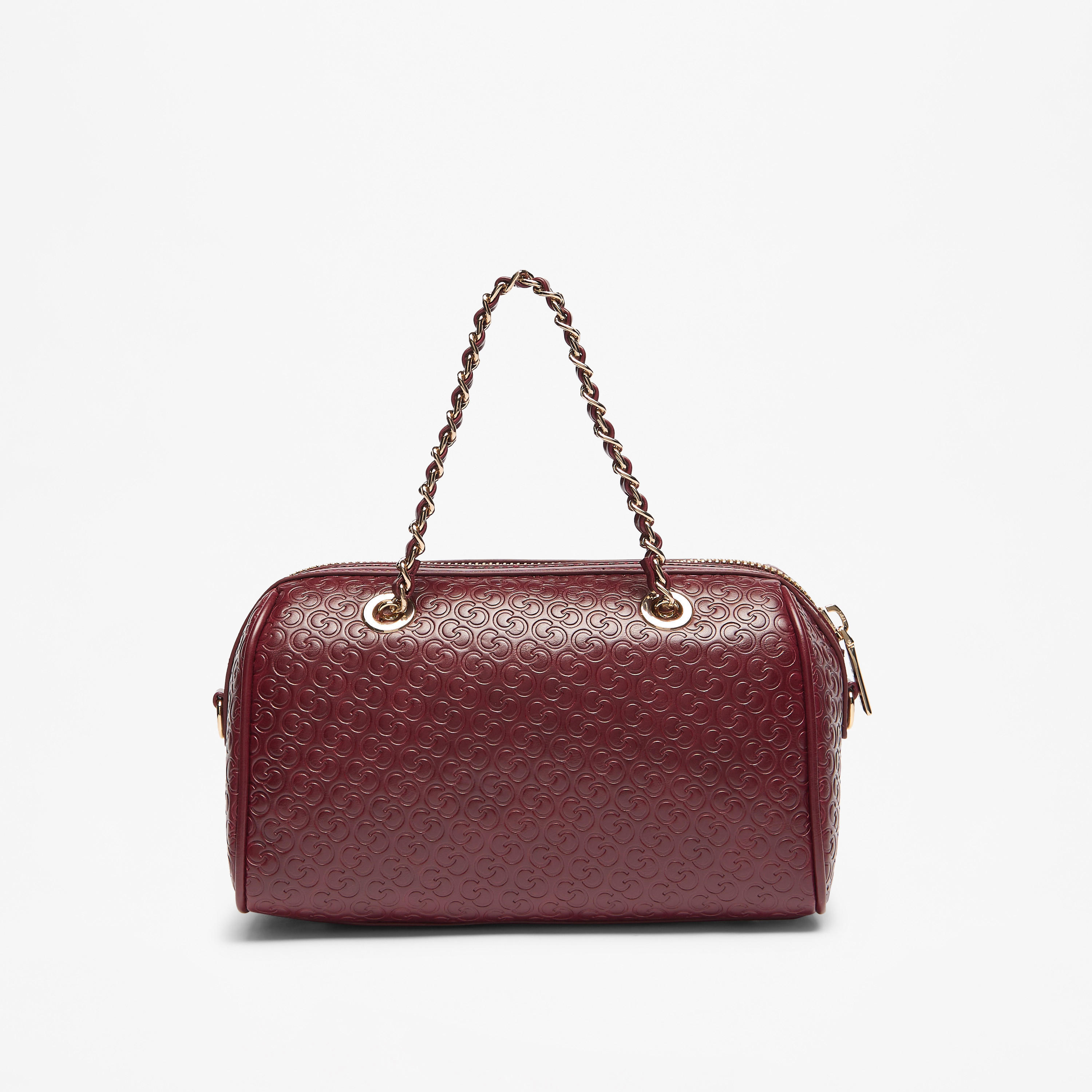 Celeste Monogram Embossed Bowler Bag with Double Handle and Zip Closure-women-bagsandwallets-handbags-image-3