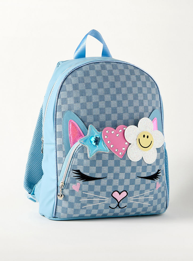 شنطة ظهر 16 بوصة بحمالات قابلة للتعديل وزخارف من ماست - 16x12x4 سم-school-bagsandbackpacks-backpacks-image-3