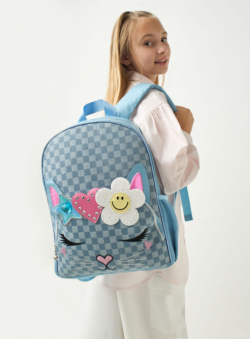 شنطة ظهر 16 بوصة بحمالات قابلة للتعديل وزخارف من ماست - 16x12x4 سم-school-bagsandbackpacks-backpacks-image-2
