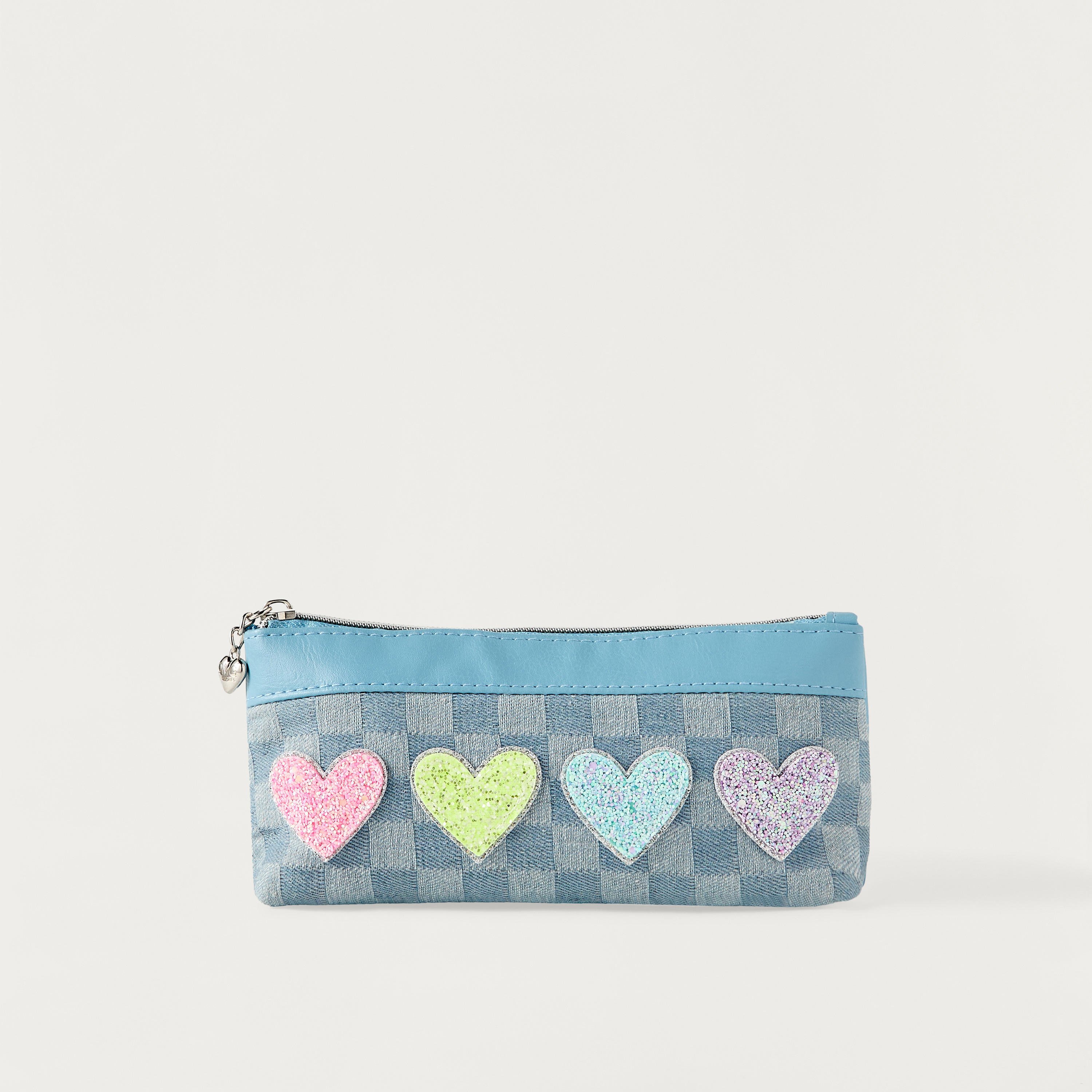 OMG Heart Applique Pencil Pouch with Zip Closure-school-stationery-pencilcases-image-1