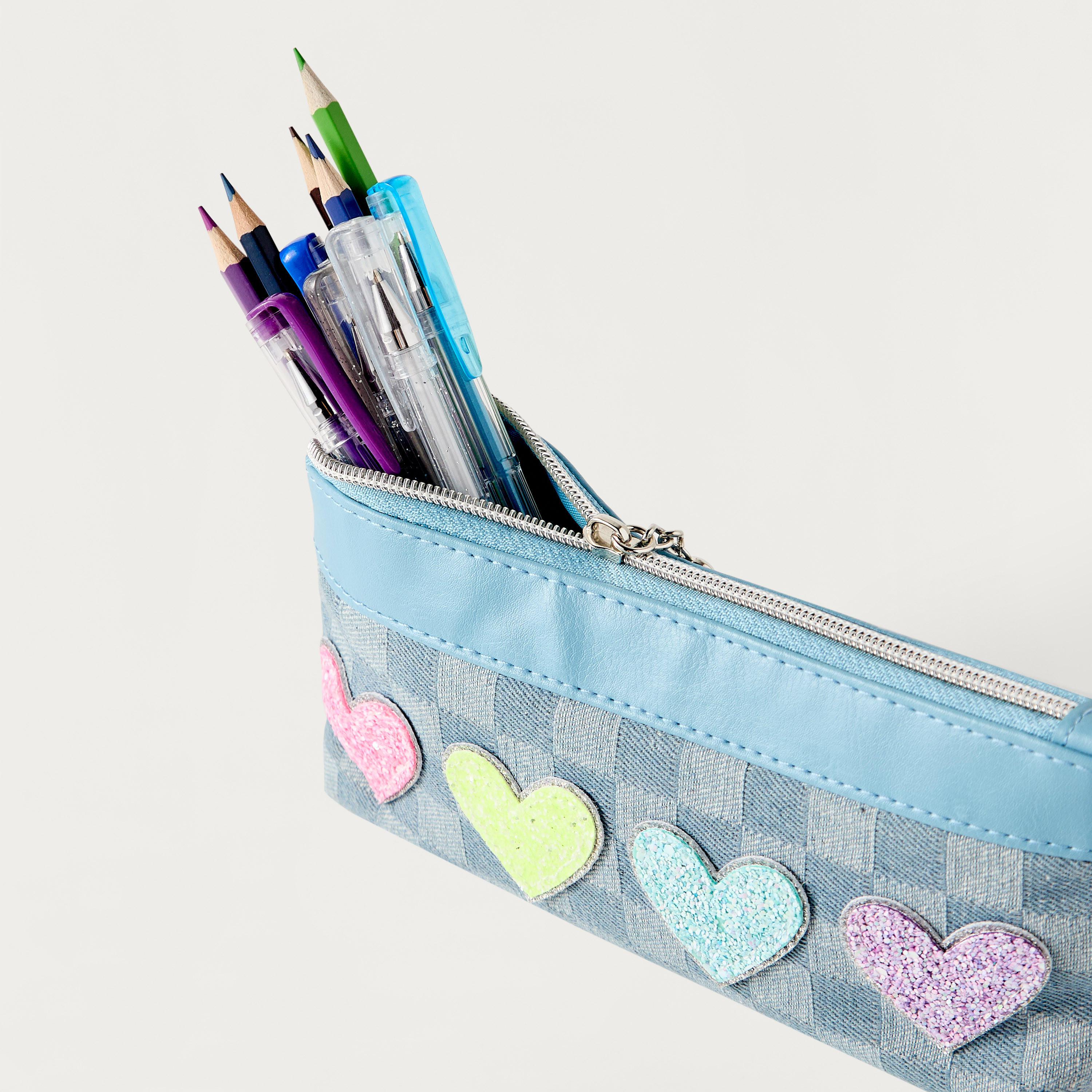 OMG Heart Applique Pencil Pouch with Zip Closure-school-stationery-pencilcases-image-4