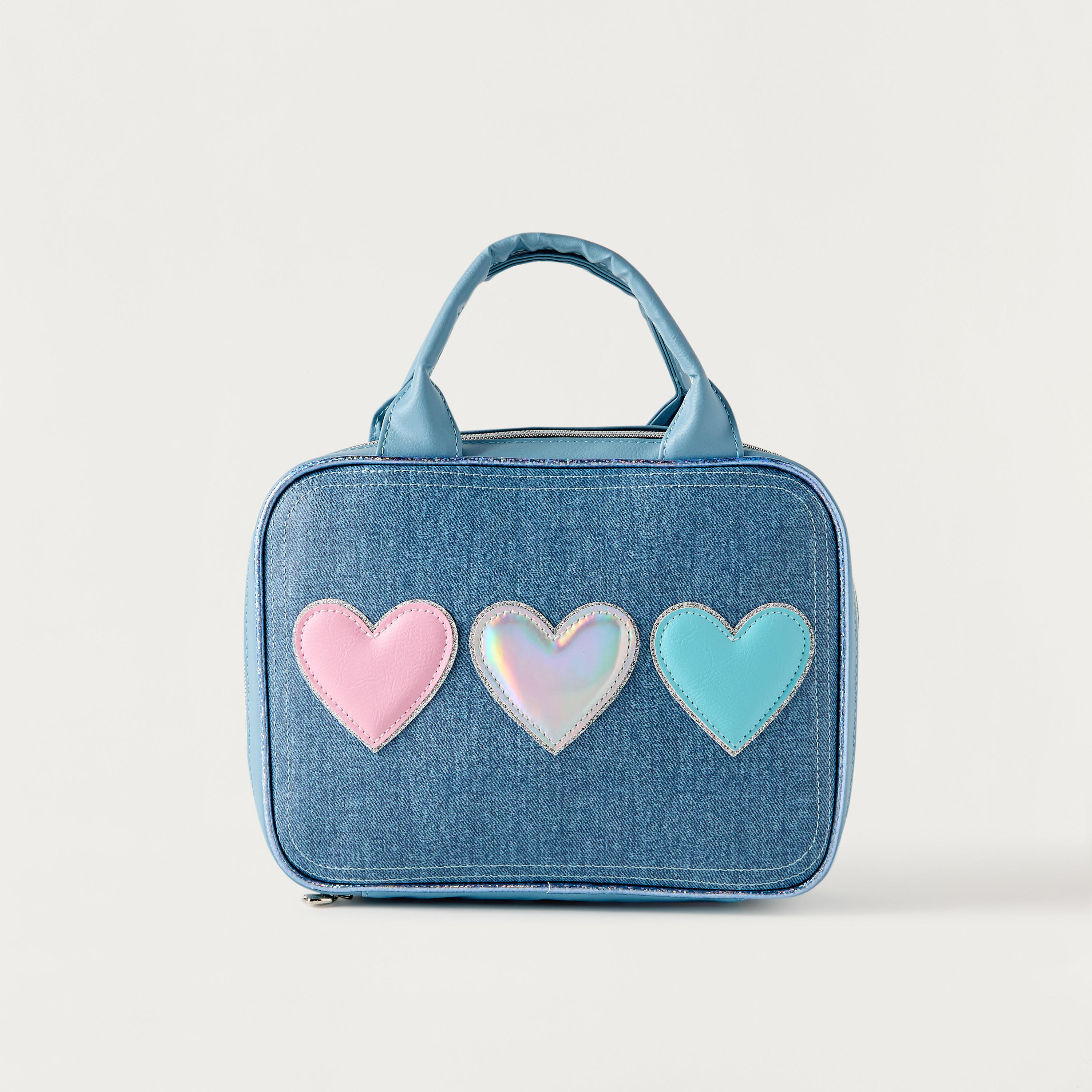 OMG Heart Applique Lunch Bag with Handles and Zip Closure-school-lunchessentials-lunchbags-image-1