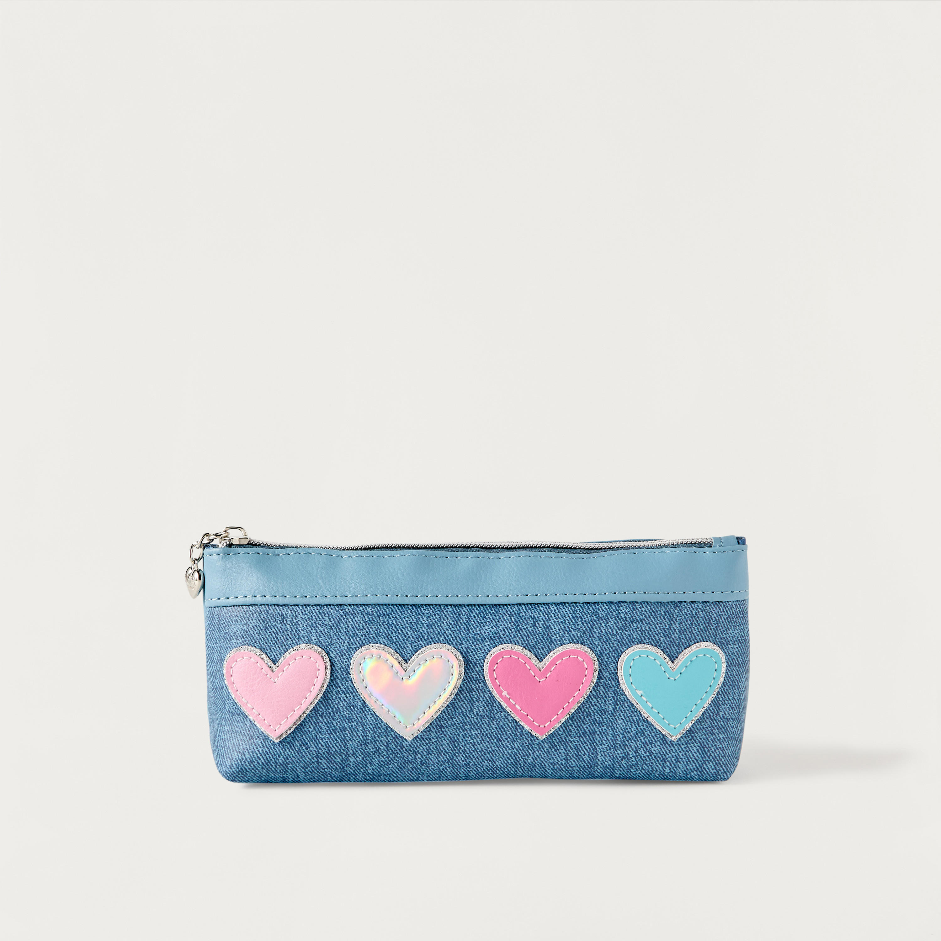 OMG Heart Applique Pencil Pouch with Zip Closure-school-stationery-pencilcases-image-1