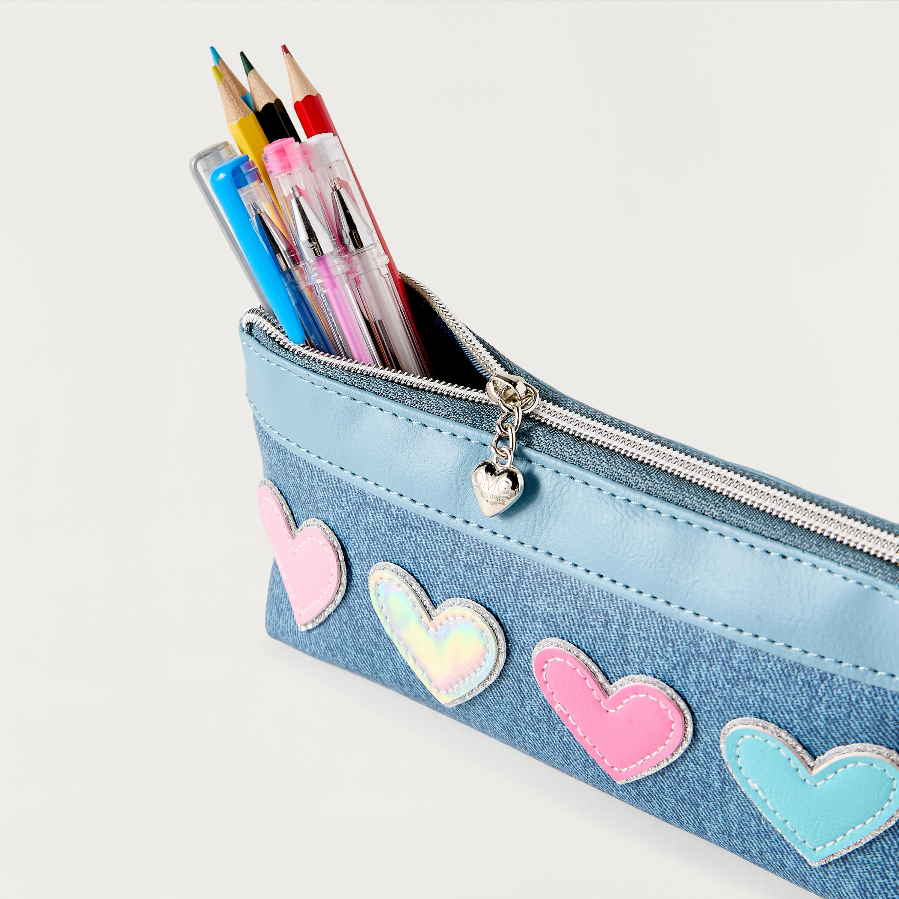 OMG Heart Applique Pencil Pouch with Zip Closure-school-stationery-pencilcases-image-4