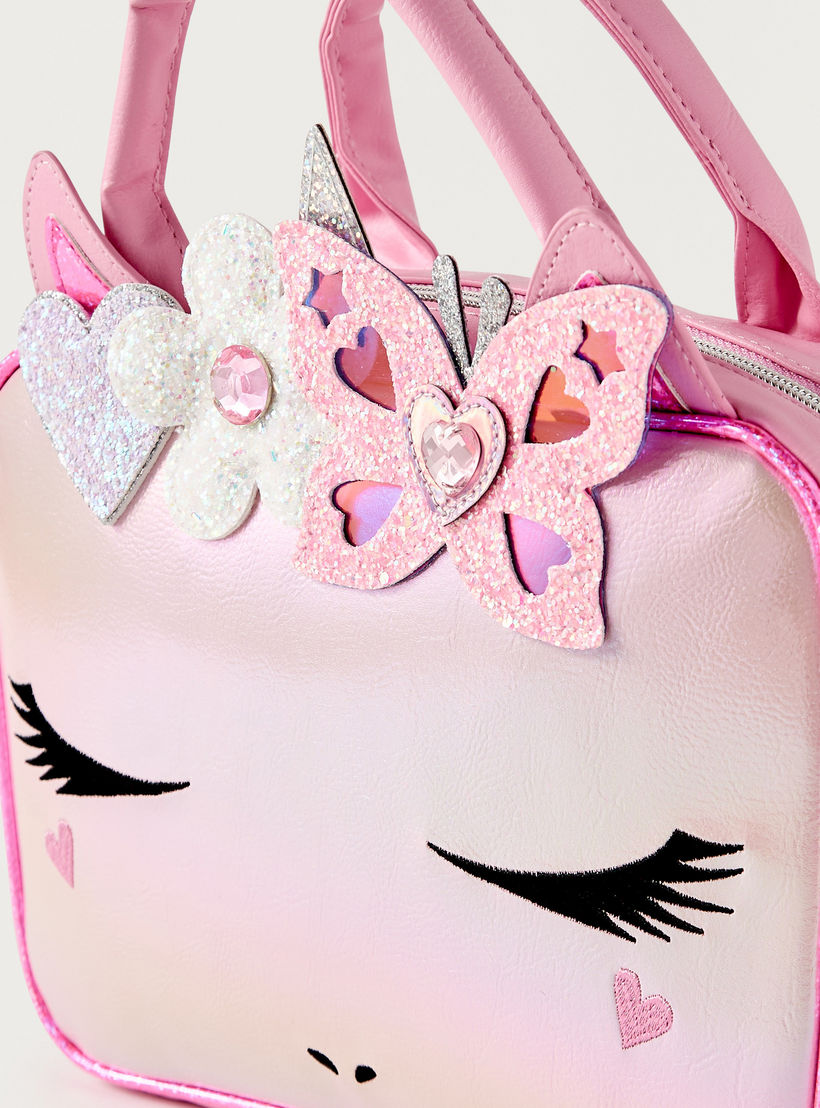 OMG Unicorn Ear Applique Lunch Bag with Handles and Zip Closure-school-lunchessentials-lunchbags-image-3