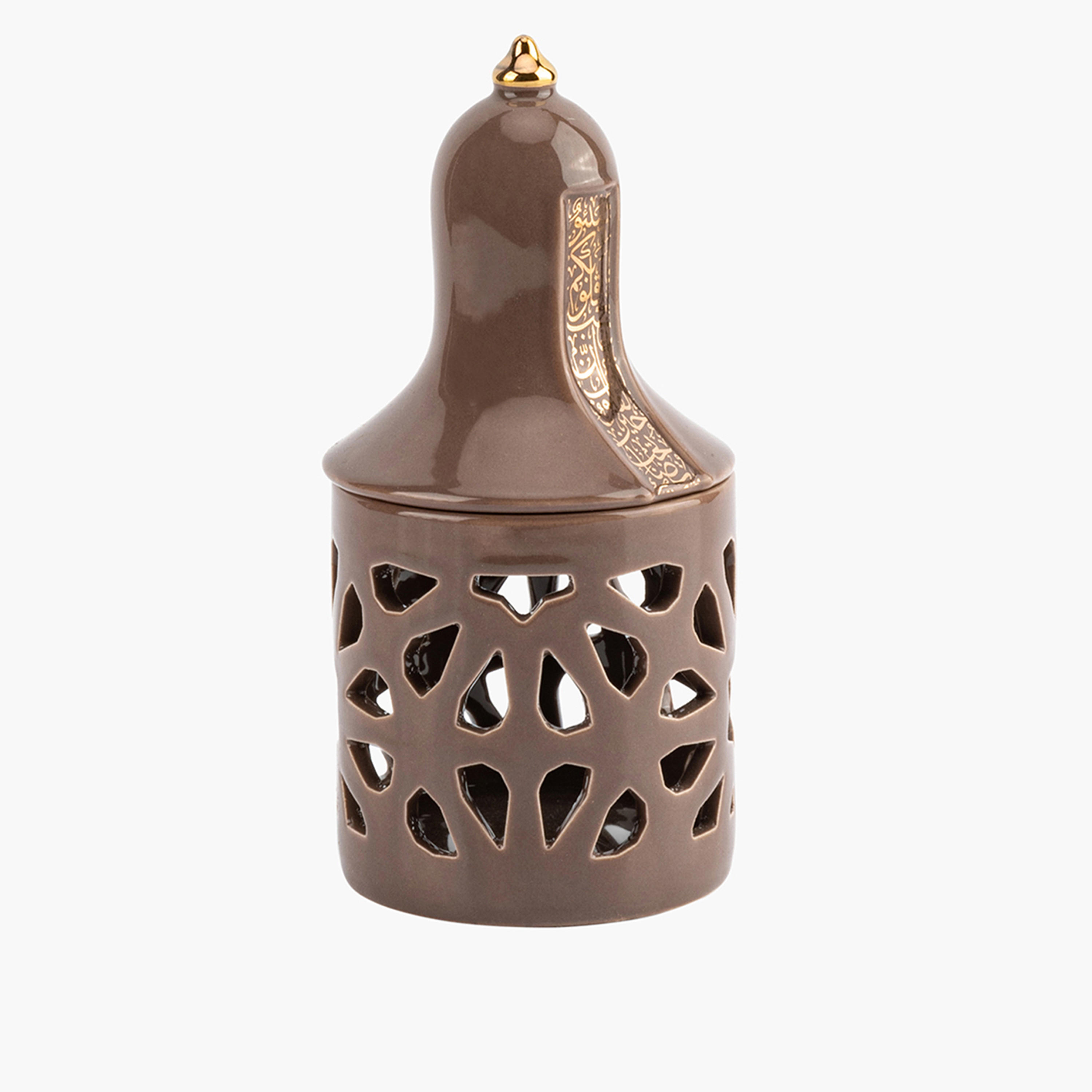 Otantik Nour Printed Porcelain Decorative Tealight Candleholder - 16 cms-household-decor-candleholdersandlanterns-image-1