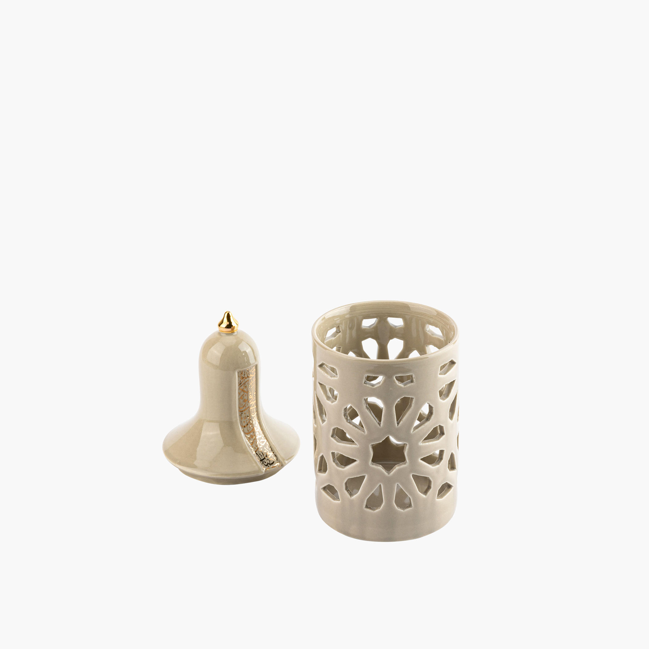 Otantik Nour Printed Porcelain Decorative Tealight Candleholder with Cutout Detail - 21 cms-household-decor-candleholdersandlanterns-image-2
