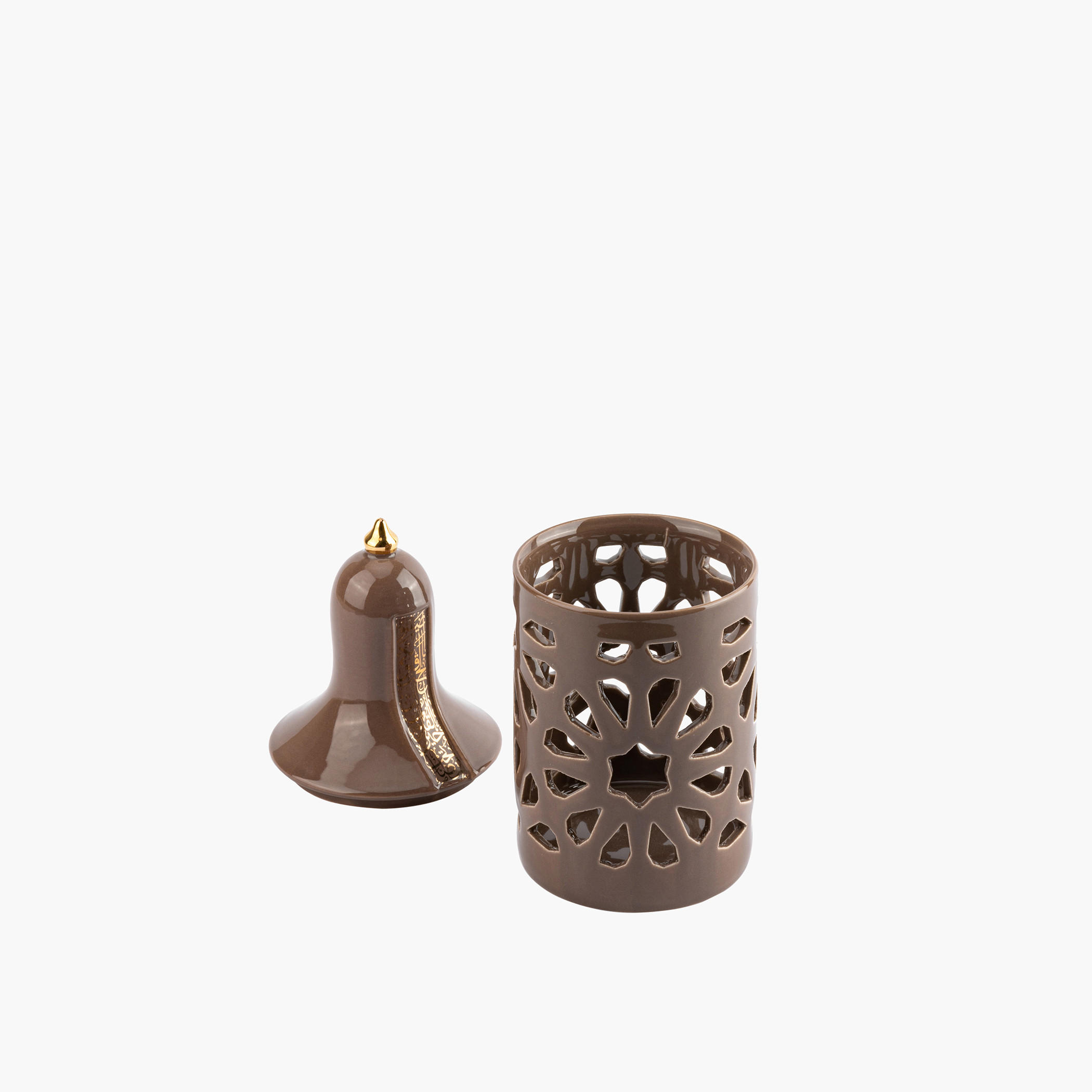 حامل شموع صغيرة بورسلان مزيّن بتصاميم مفرغة وطبعات نور من أوتانتيك - 21 سم-household-decor-candleholdersandlanterns-image-2