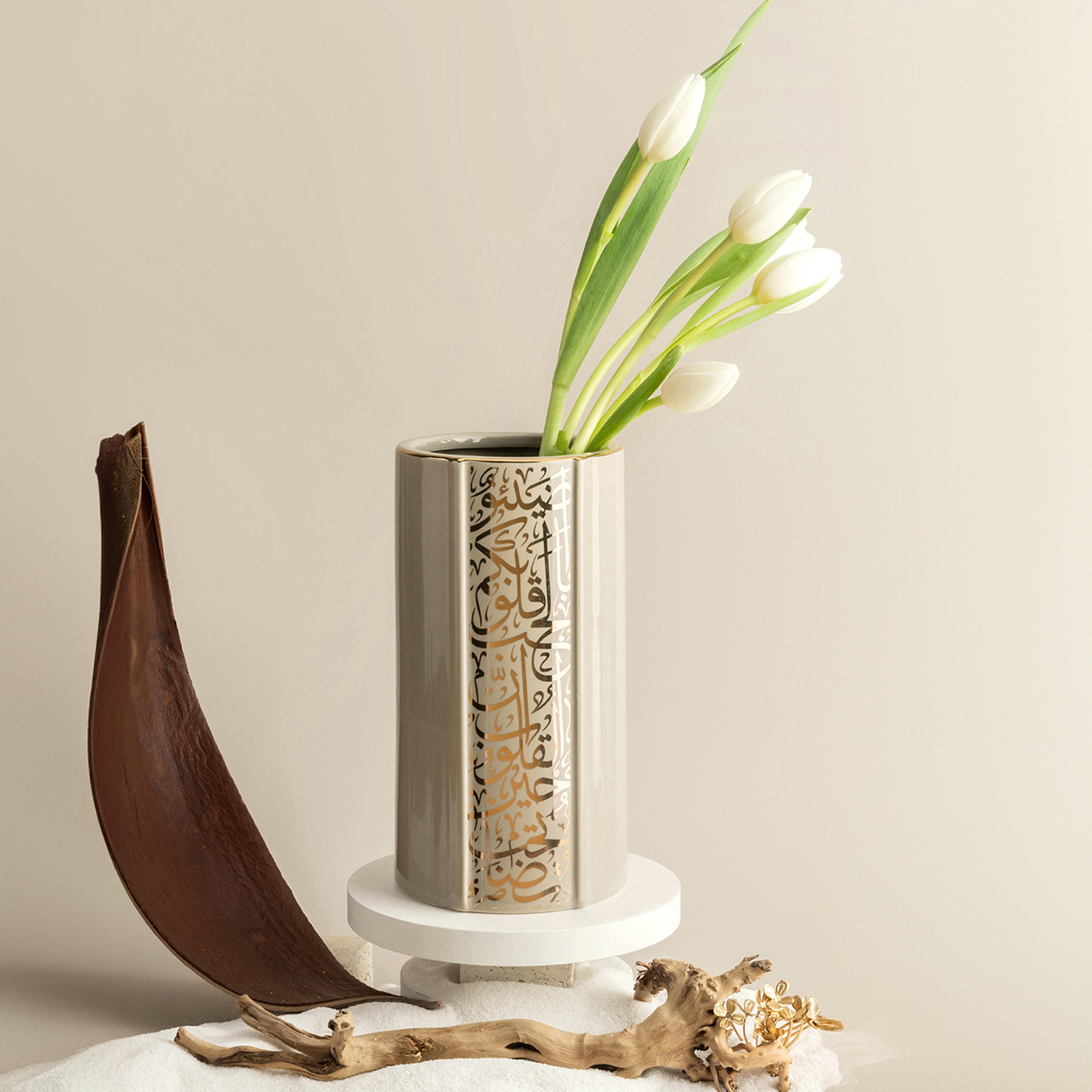 Otantik Nour Printed Porcelain Decorative Vase - 11x11x20 cms-household-decor-vasesandbowls-image-1