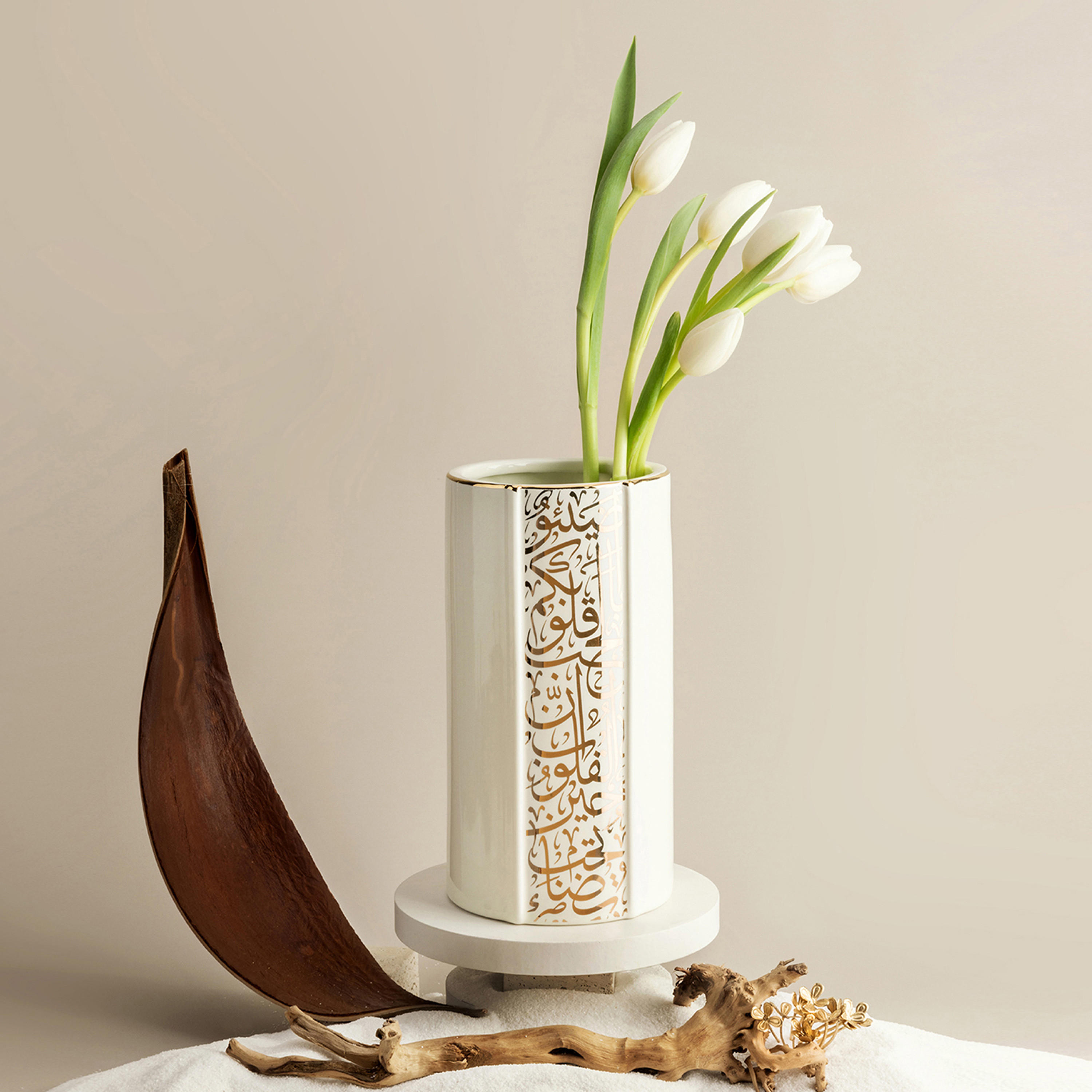 Otantik Nour Printed Porcelain Decorative Vase - 11x11x20 cms-household-decor-vasesandbowls-image-1
