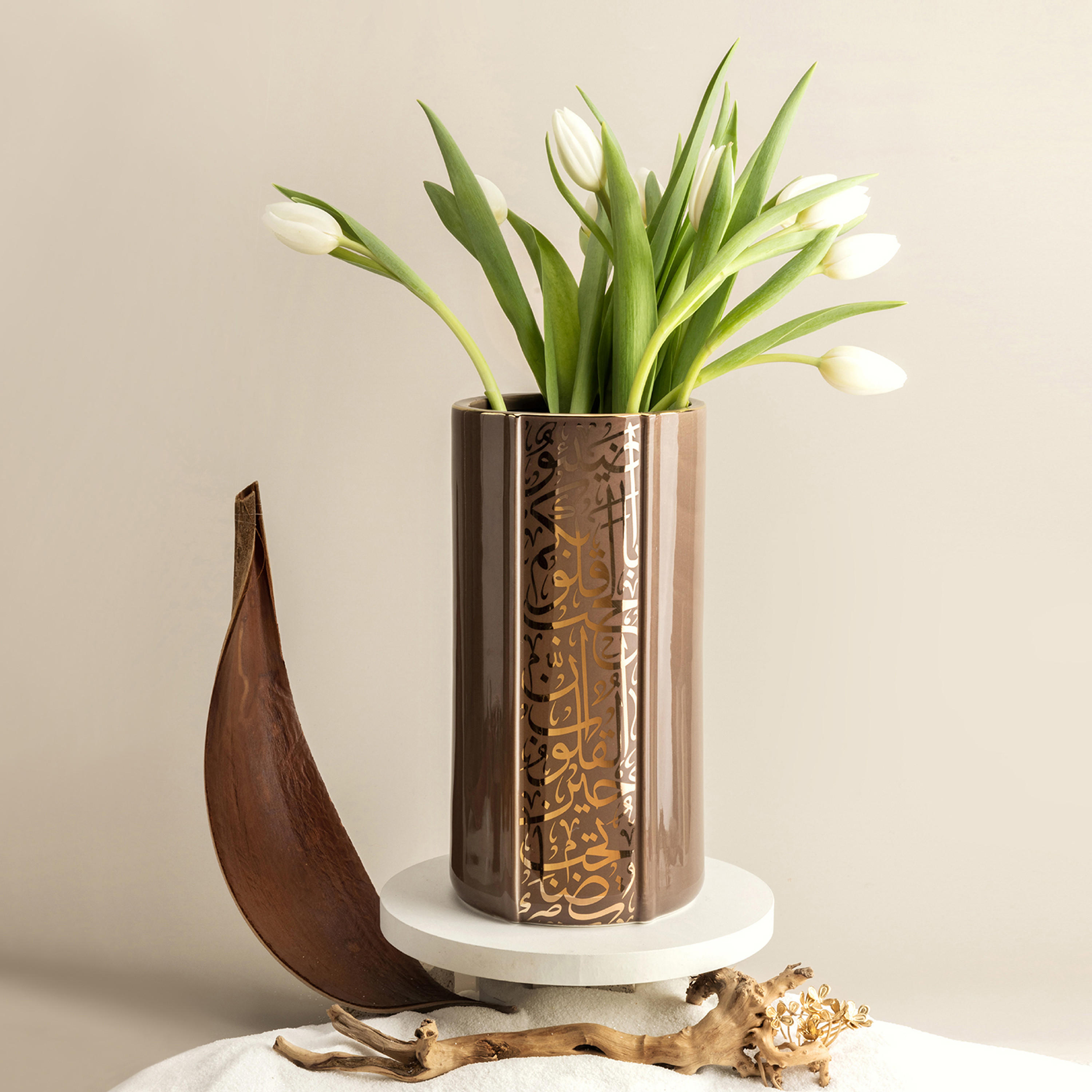 Otantik Nour Printed Porcelain Decorative Vase - 13x13x25 cms-household-decor-vasesandbowls-image-1