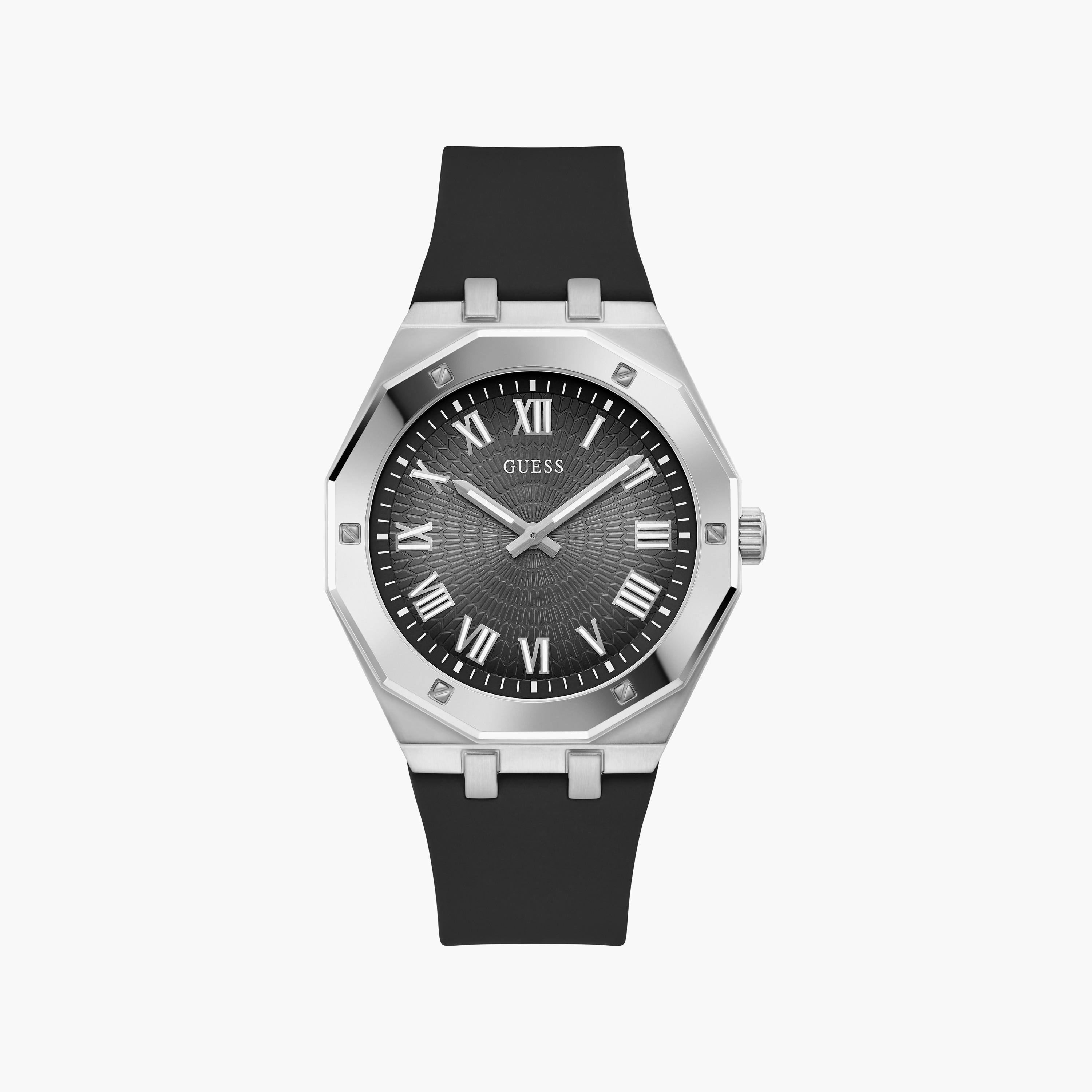 Guess Men's Black Analog Silicone Strap Watch | GW0663G1 | 42 MM-men-watchesandjewellery-watches-image-1