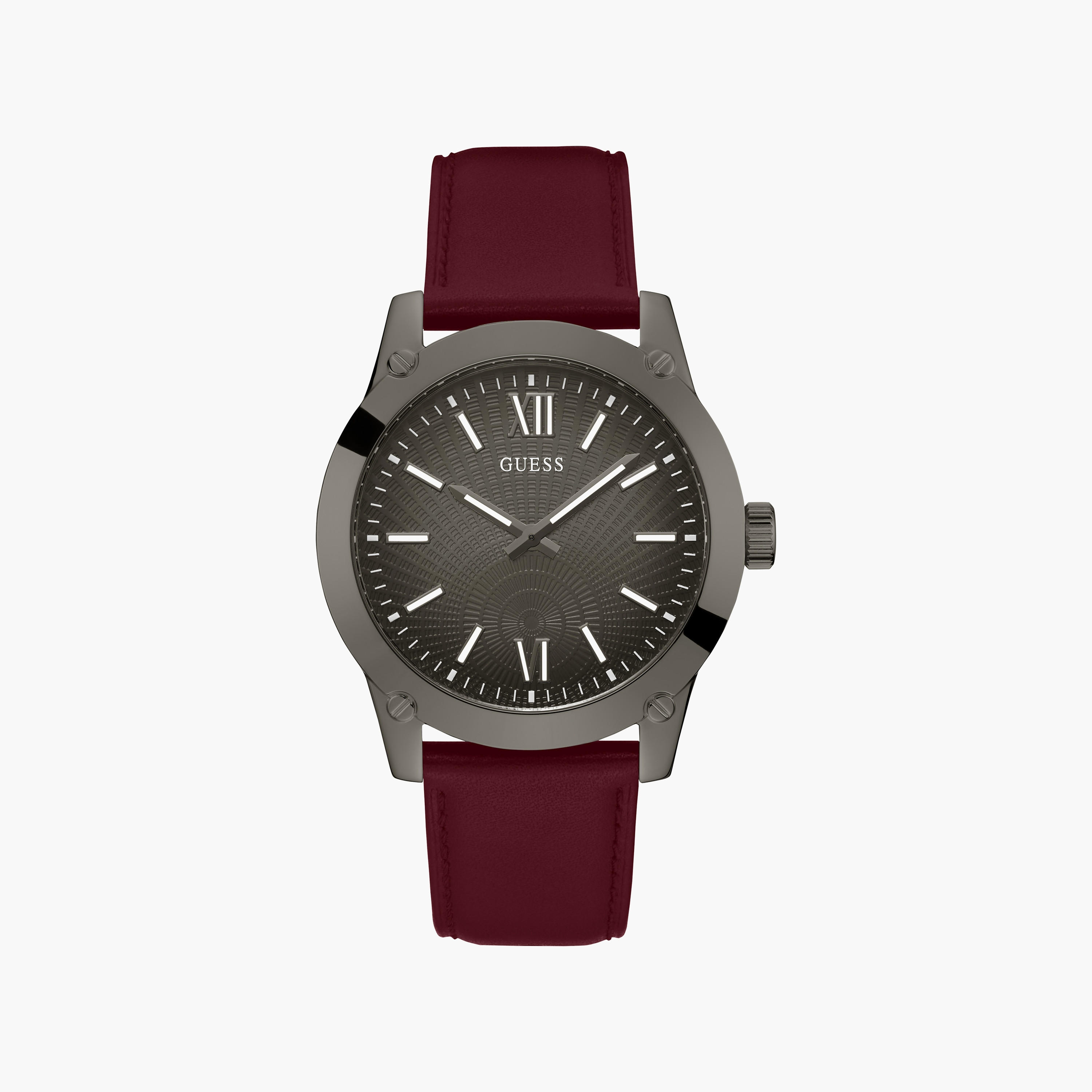 Guess Men's Red Analog Leather Strap Watch | GW0628G4-men-watchesandjewellery-watches-image-1
