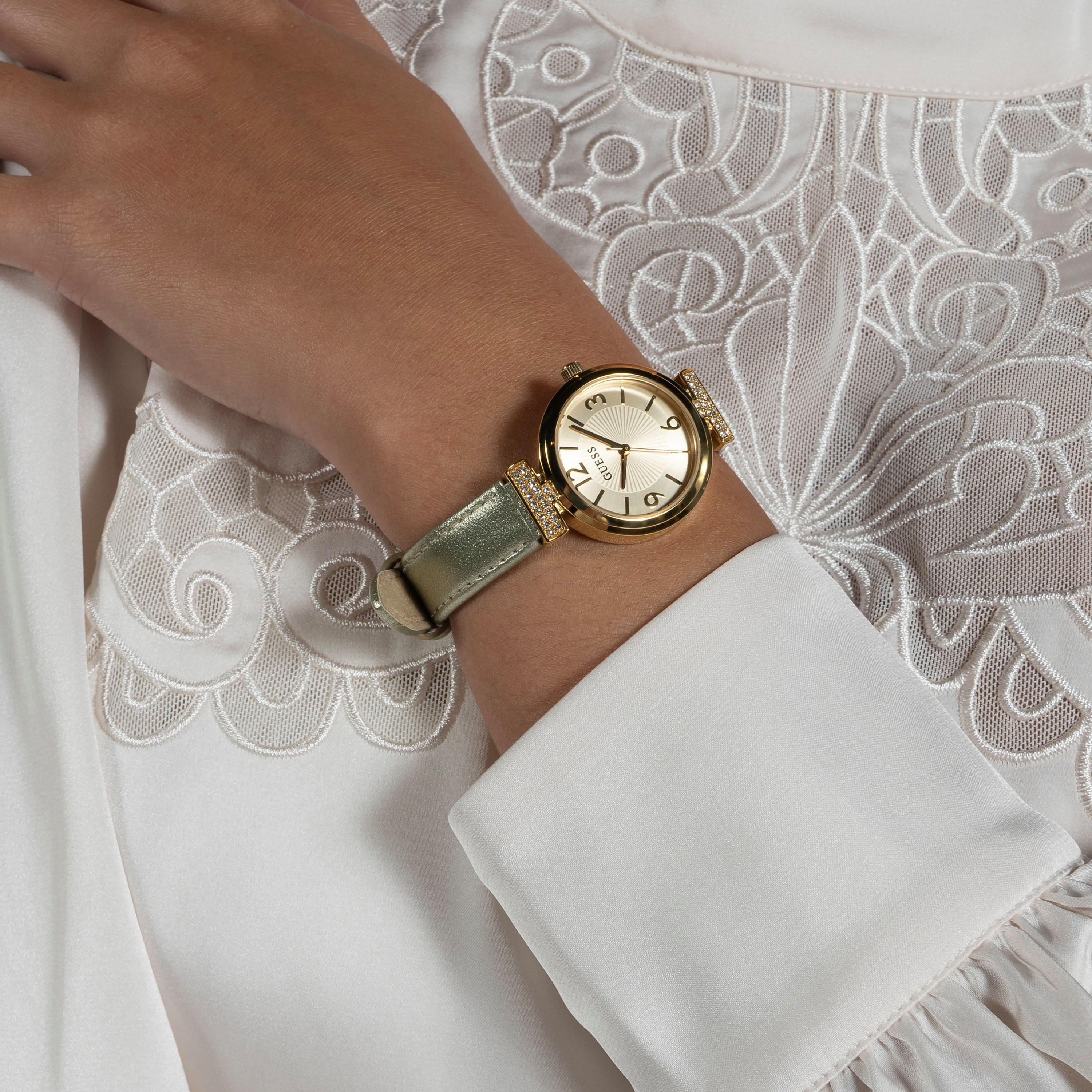 Guess Gold Analog Leather Strap Watch | GW0614L2 | 28 MM-women-watchesandjewellery-watches-image-5