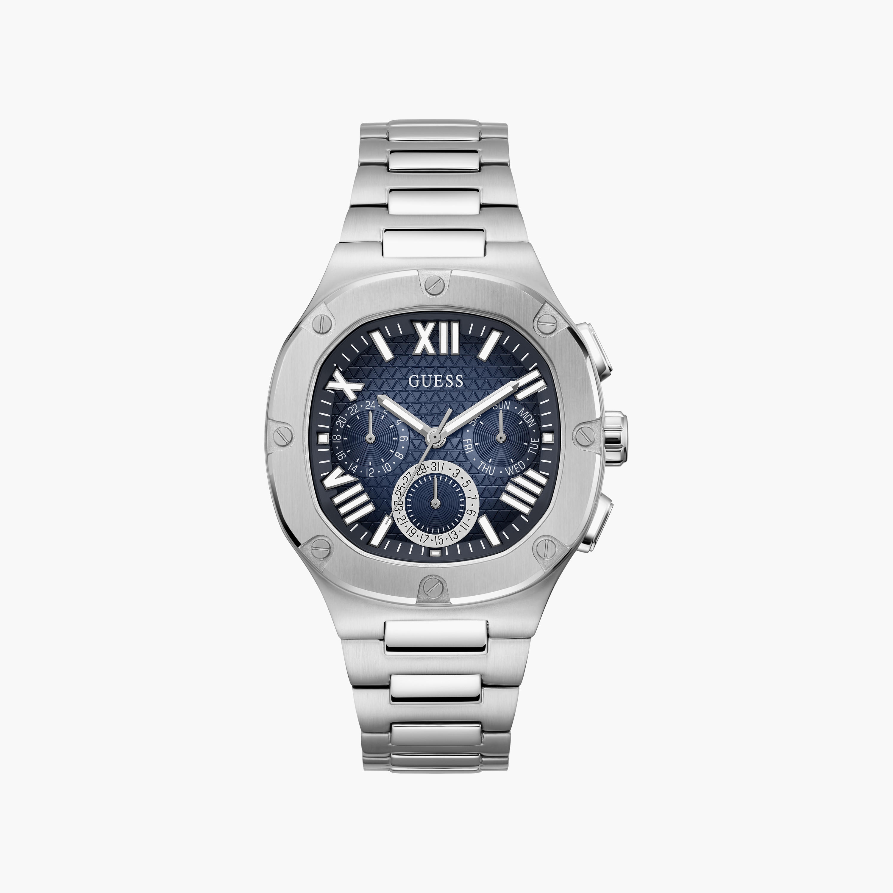 Guess Men's Silver Chronograph Stainless Steel Strap Watch | GW0572G1-men-watchesandjewellery-watches-image-1