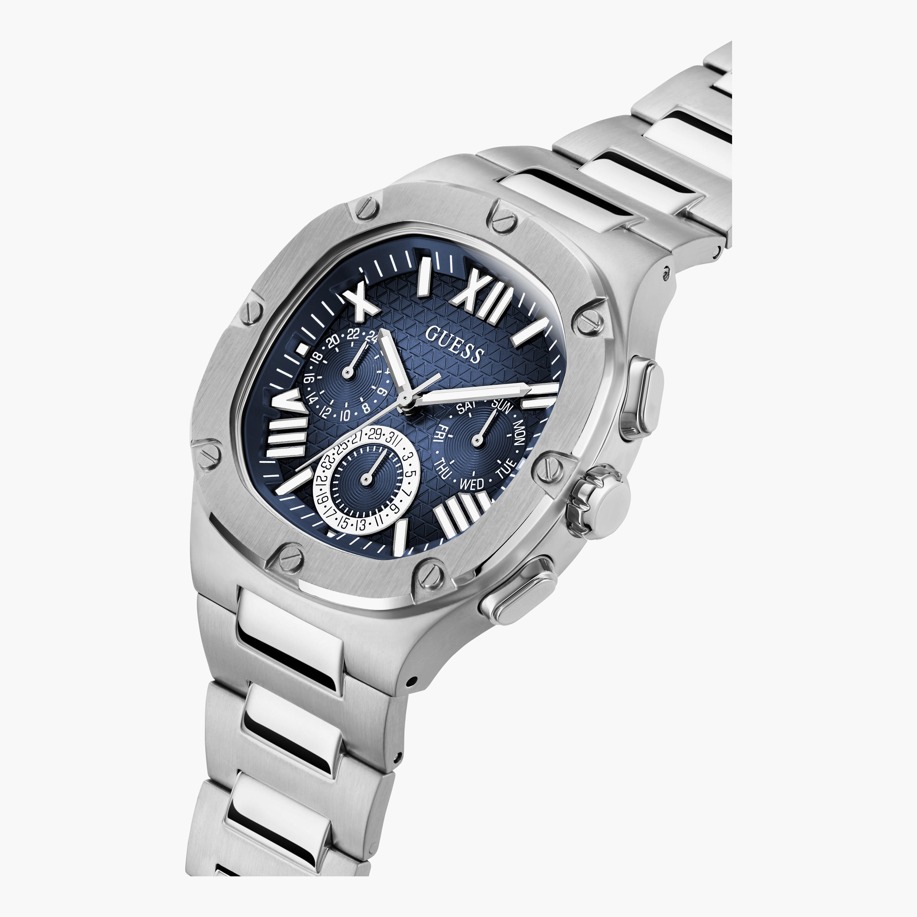 Guess Men's Silver Chronograph Stainless Steel Strap Watch | GW0572G1-men-watchesandjewellery-watches-image-4