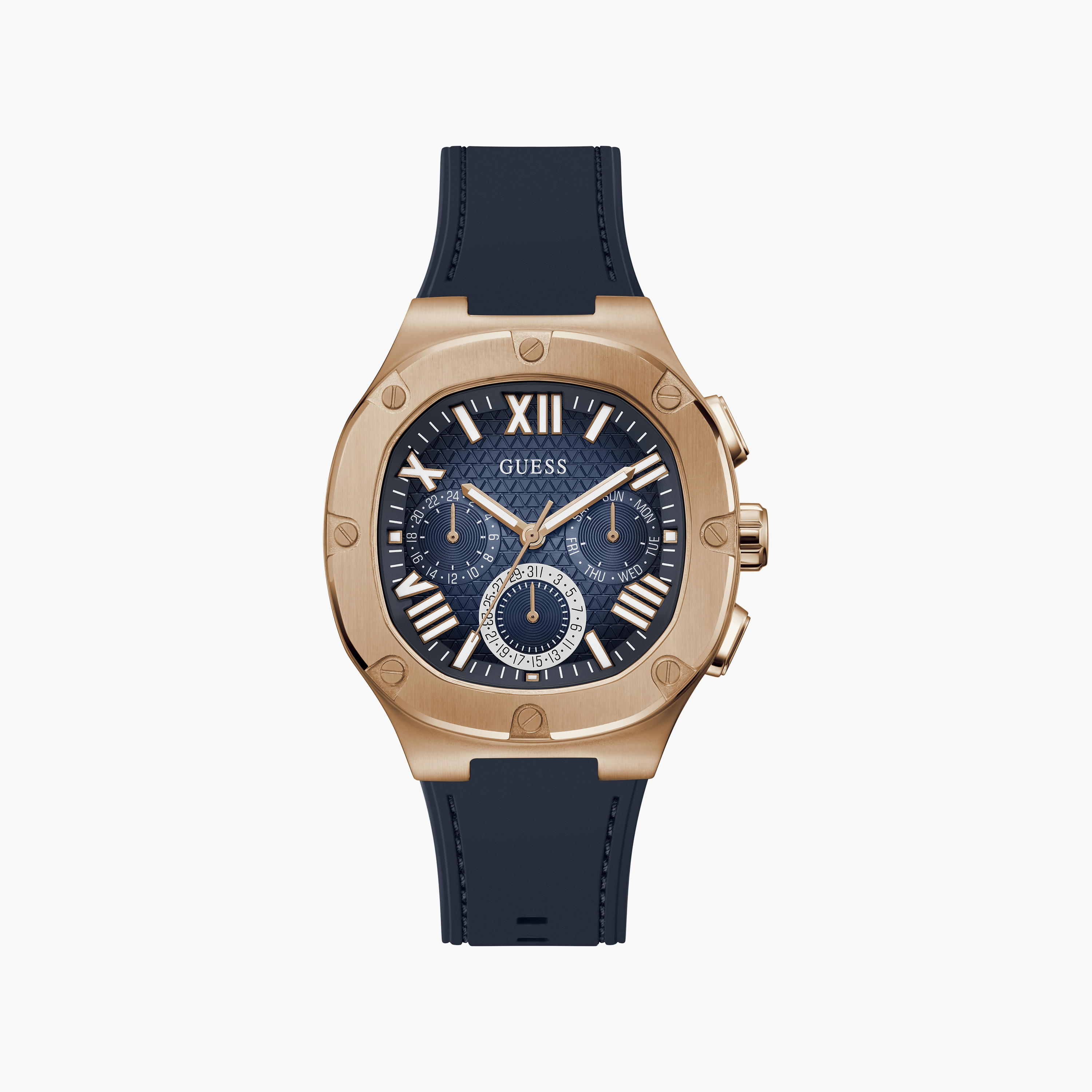 Guess Men's Navy Chronograph Silicone Strap Watch | GW0571G2-men-watchesandjewellery-watches-image-1