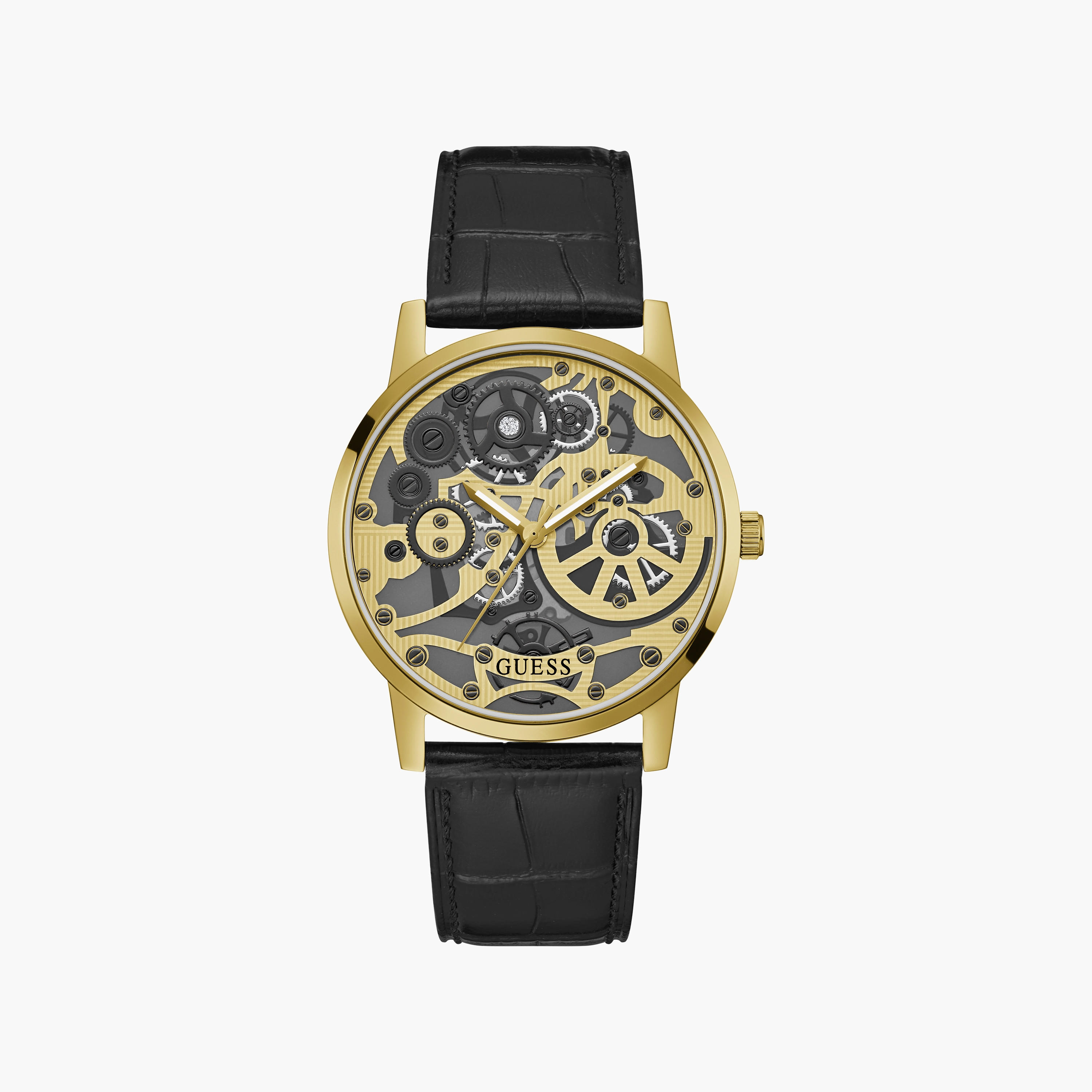 Guess Men's Black Analog Leather Strap Watch | GW0570G1-men-watchesandjewellery-watches-image-1