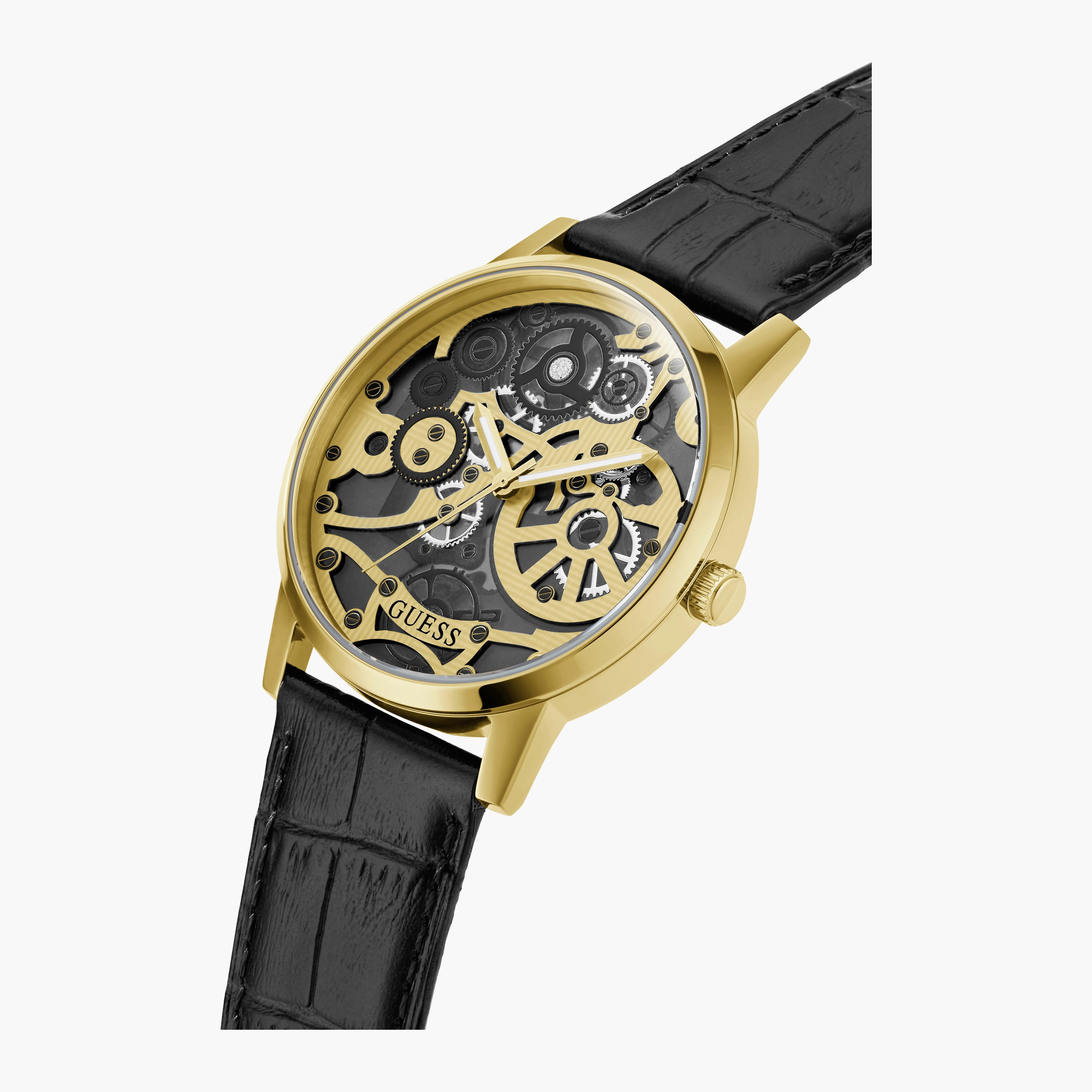 Guess Men's Black Analog Leather Strap Watch | GW0570G1-men-watchesandjewellery-watches-image-4