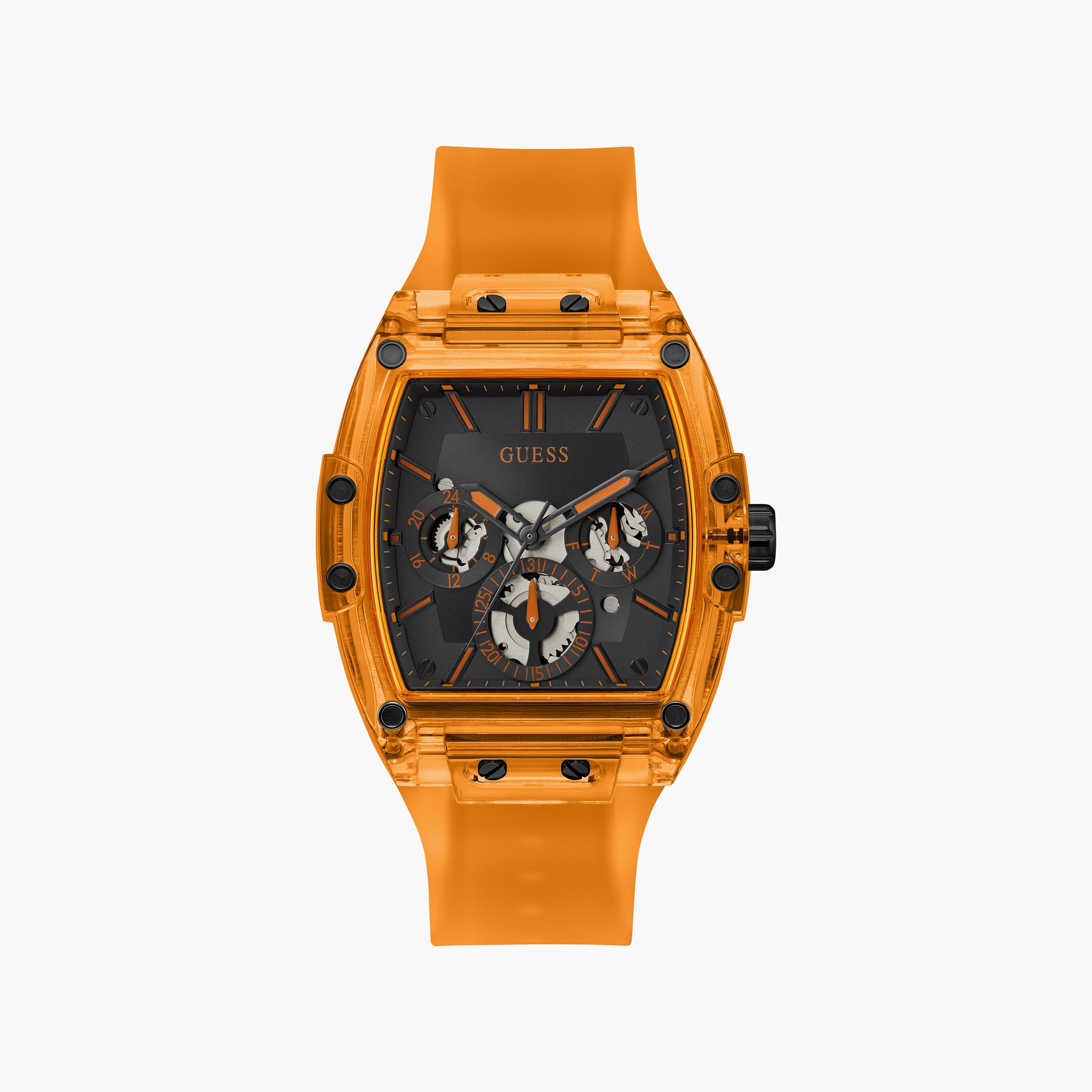 Guess Men's Orange Analog Silicone Strap Watch | GW0203G10 | 42 MM-men-watchesandjewellery-watches-image-1
