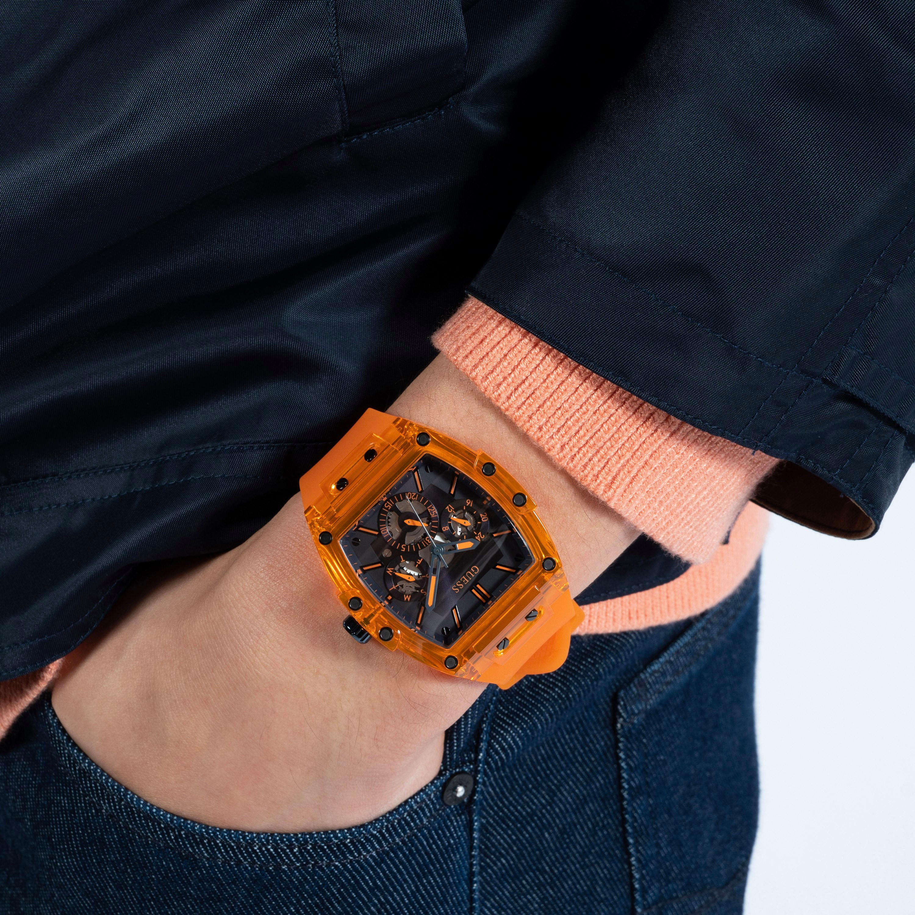 Guess Men's Orange Analog Silicone Strap Watch | GW0203G10 | 42 MM-men-watchesandjewellery-watches-image-5
