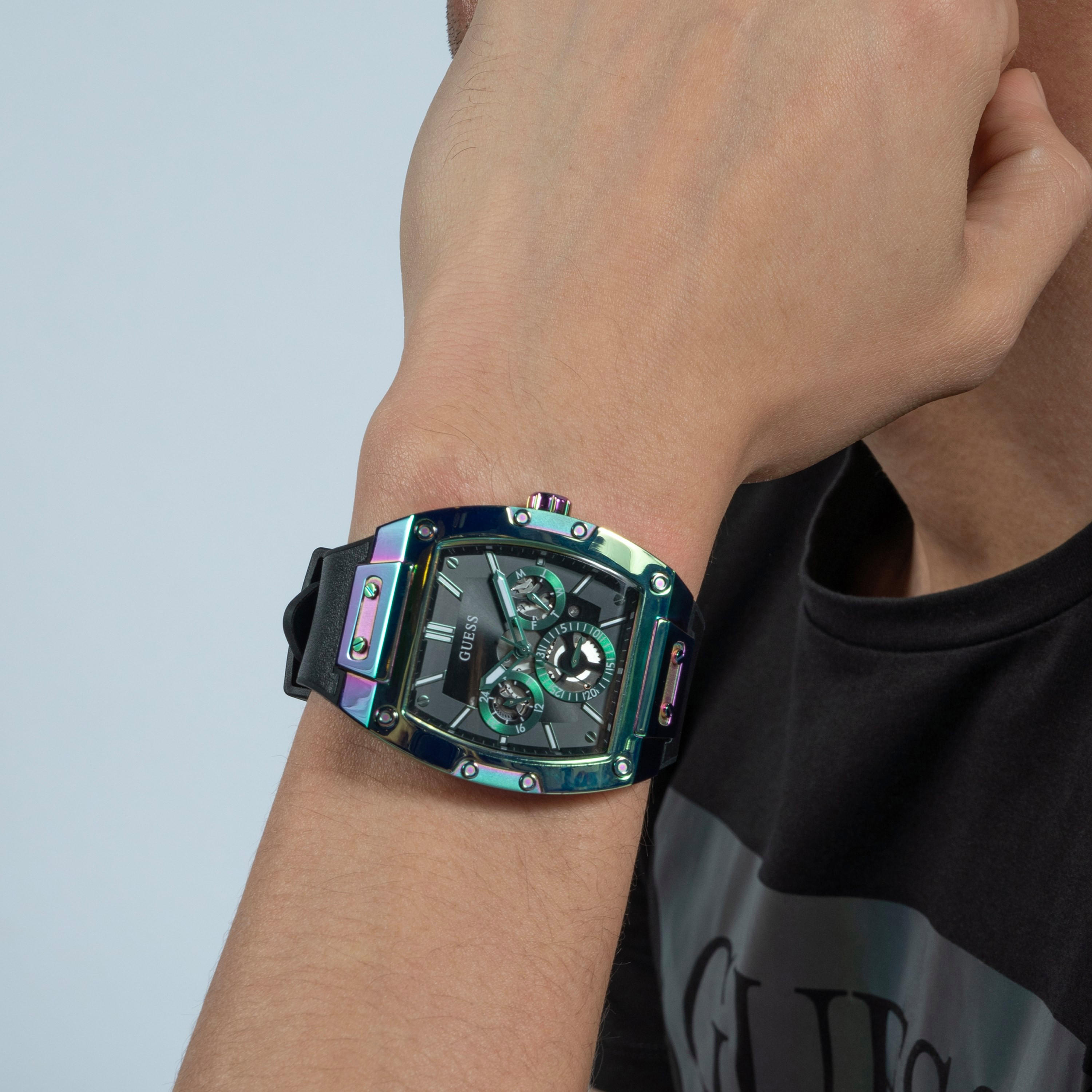 Guess Men's Black Analog Genuine Leather Strap Watch | GW0202G5 | 42 MM-men-watchesandjewellery-watches-image-5
