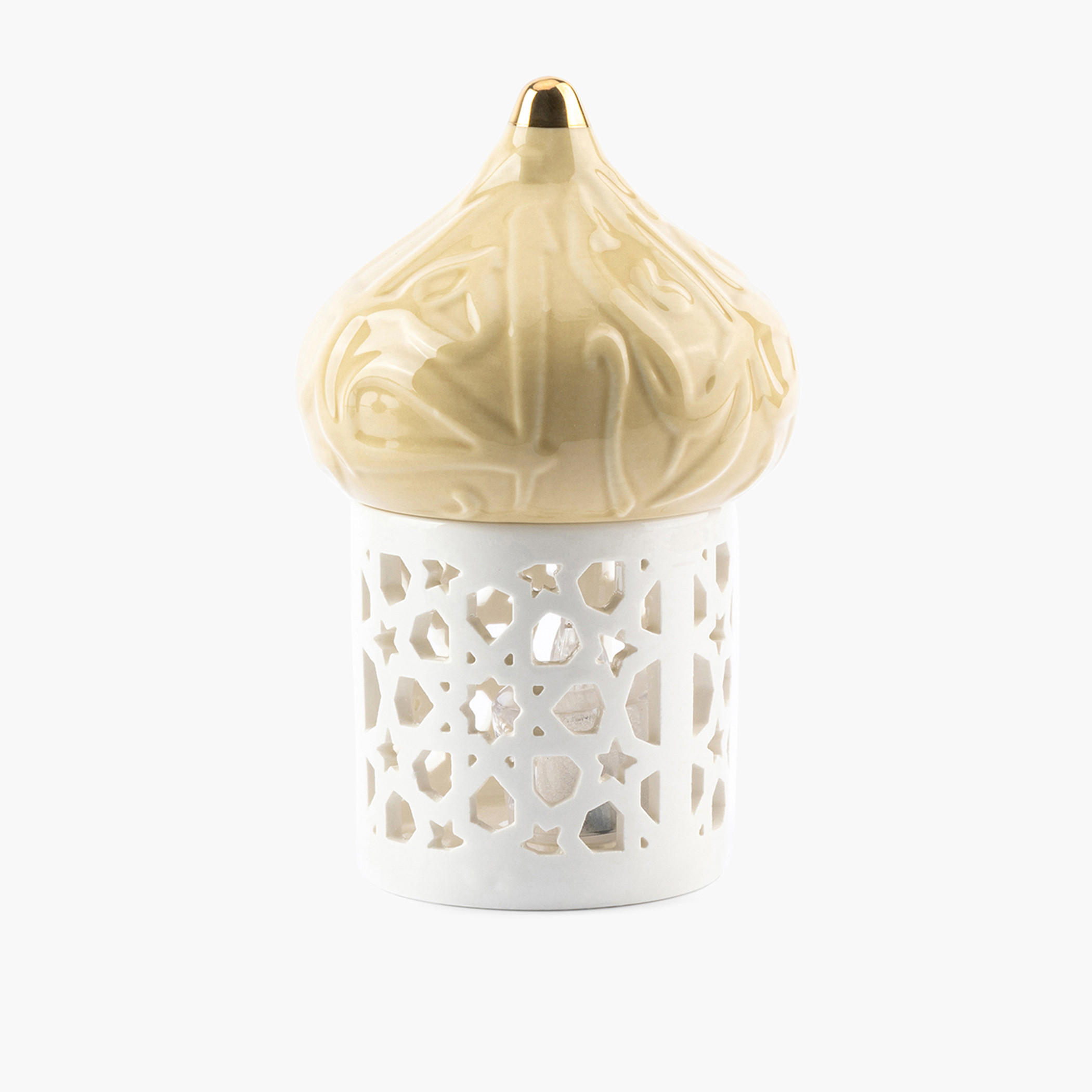 Otantik Diwan Cutwork Detail Porcelain Tealight Candleholder - 16 cms-household-decor-candleholdersandlanterns-image-2
