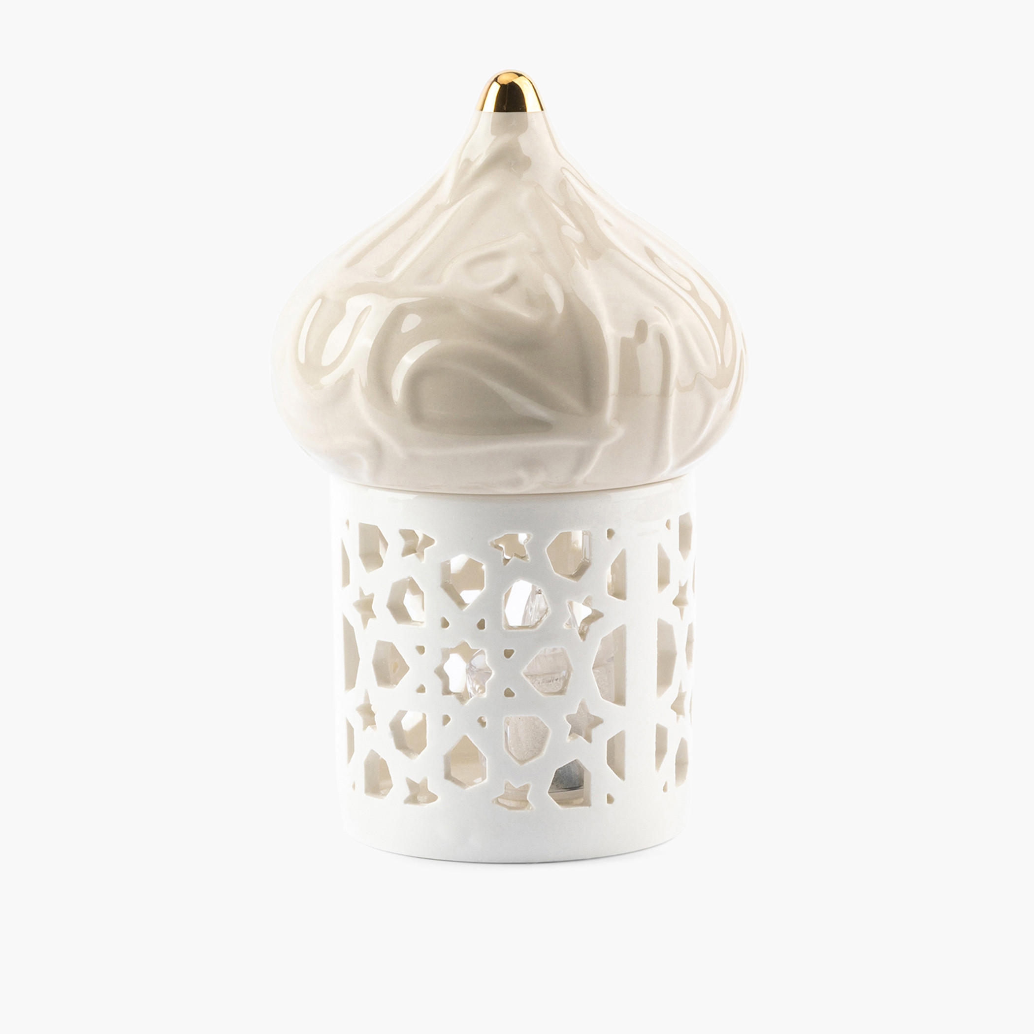 Otantik Diwan Cutwork Detail Porcelain Tealight Candleholder - 16 cms-household-decor-candleholdersandlanterns-image-2