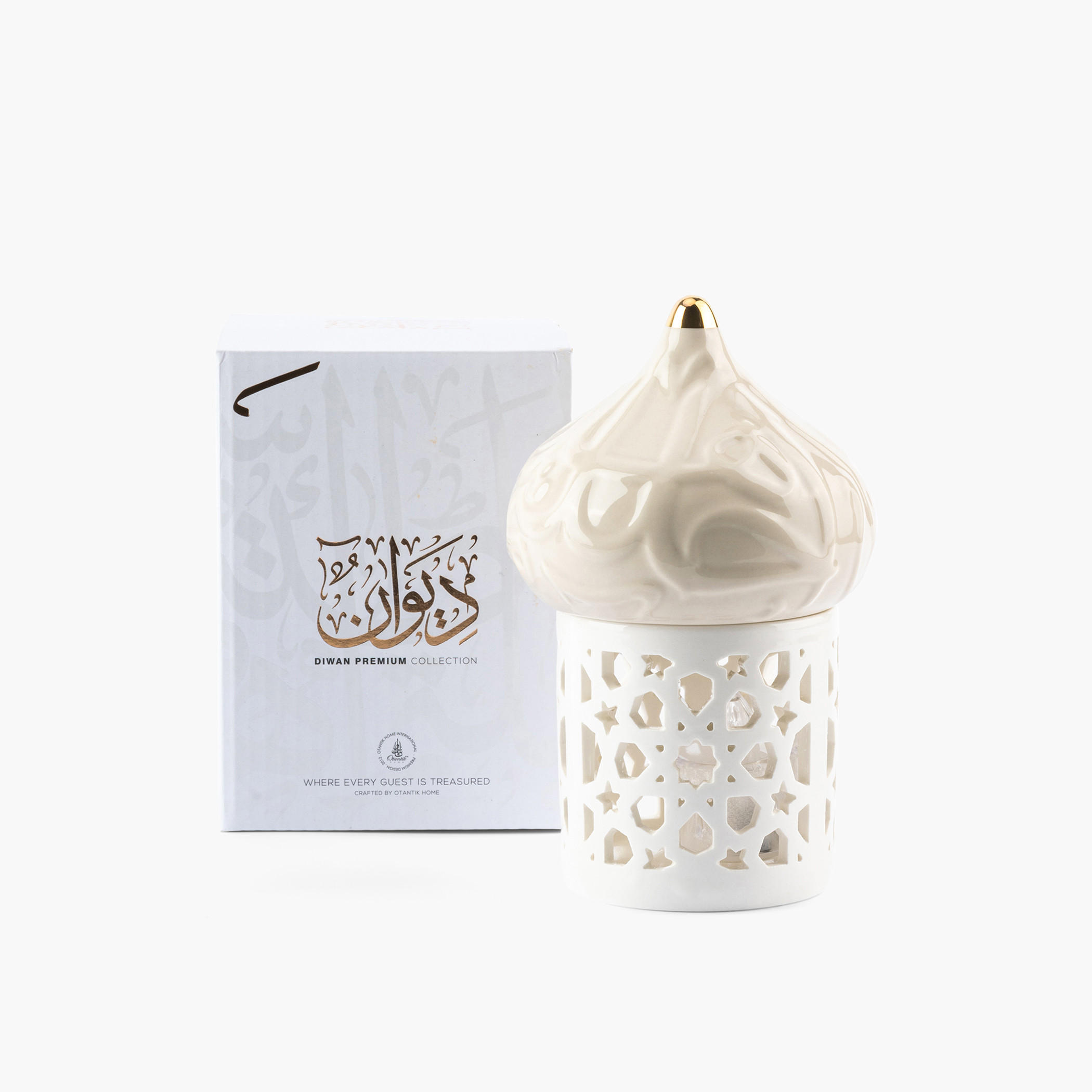 Otantik Diwan Cutwork Detail Porcelain Tealight Candleholder - 16 cms-household-decor-candleholdersandlanterns-image-3