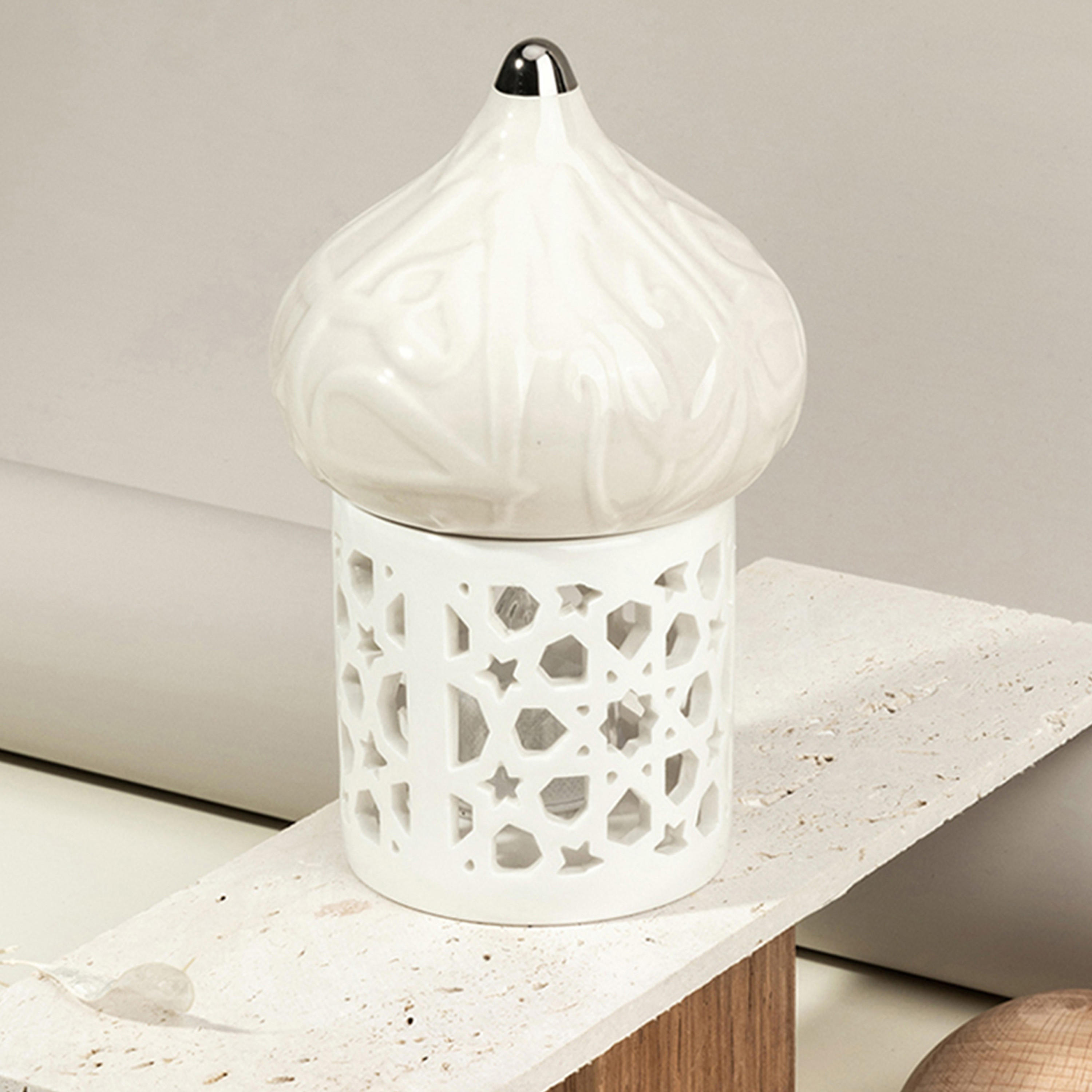Otantik Diwan Cutwork Detail Porcelain Tealight Candleholder - 16 cms-household-decor-candleholdersandlanterns-image-1