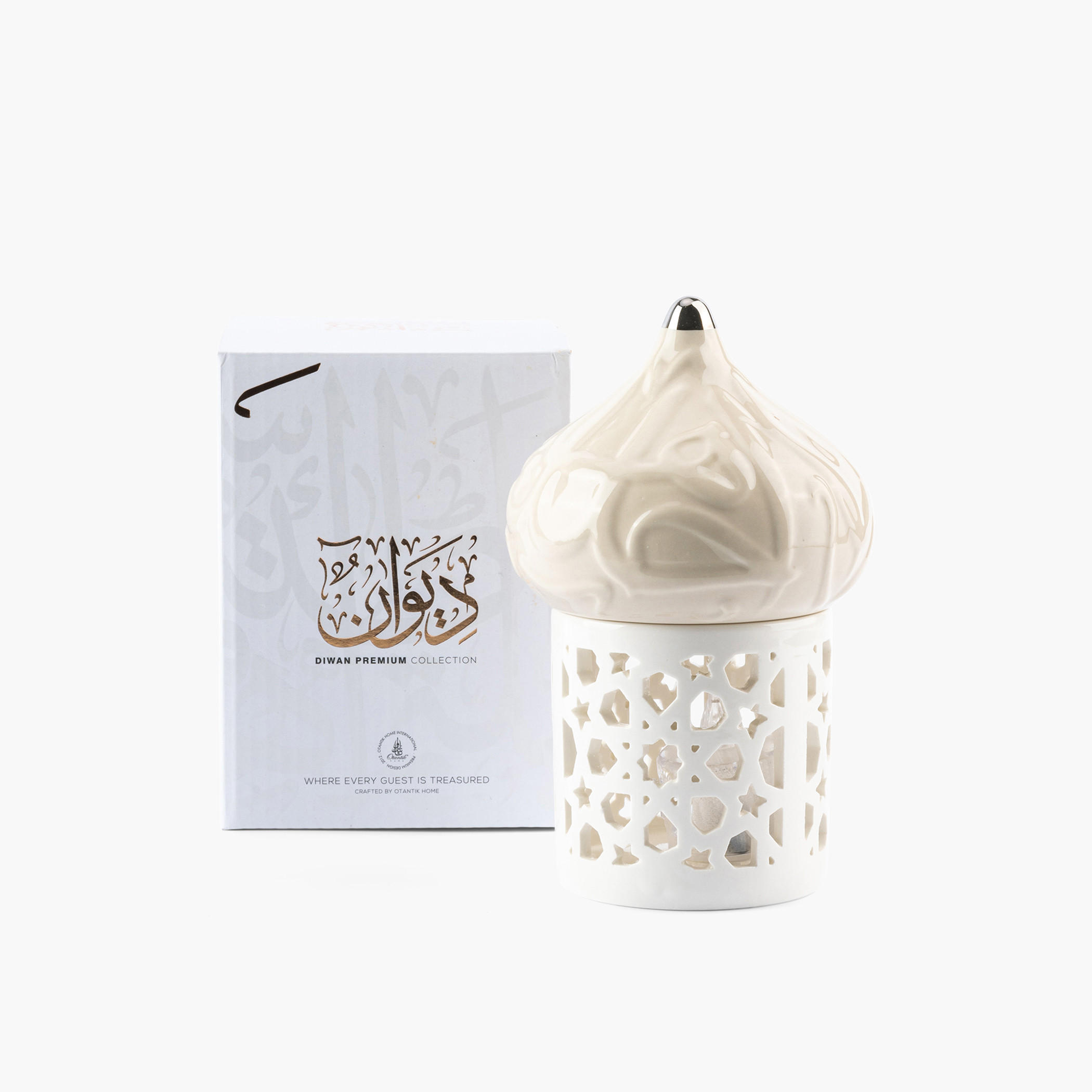 Otantik Diwan Cutwork Detail Porcelain Tealight Candleholder - 16 cms-household-decor-candleholdersandlanterns-image-3
