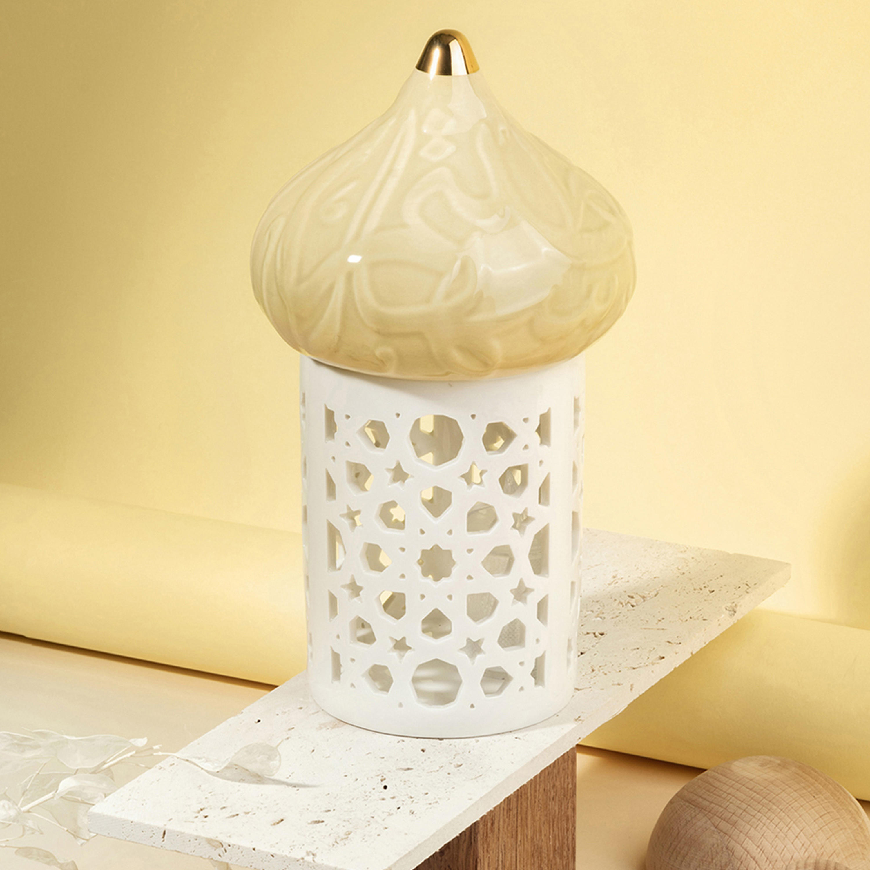حامل شموع من صغيرة بورسلان بتفاصيل مفرغة من أوتانتيك ديوان - 22 سم-household-decor-candleholdersandlanterns-image-1