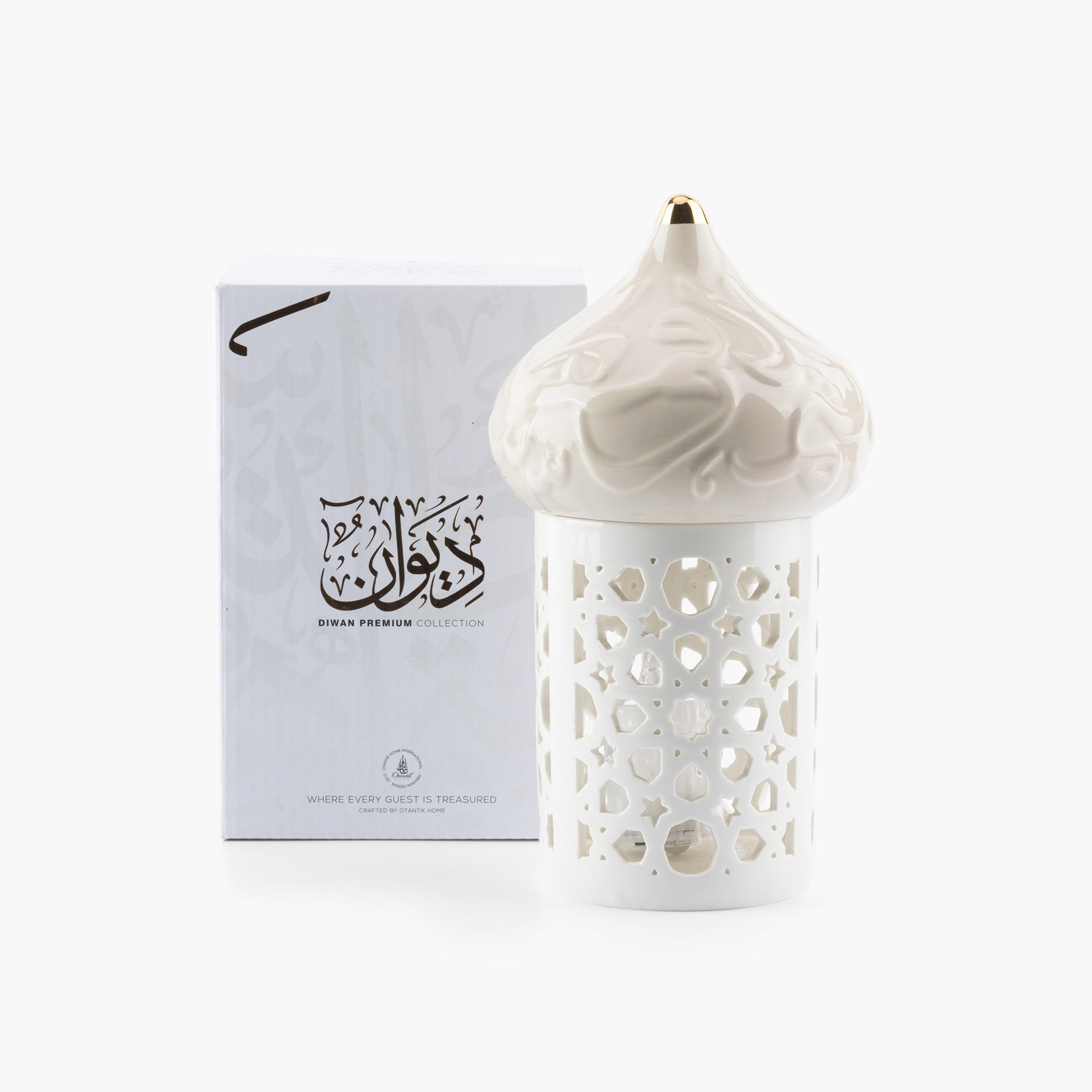 Otantik Diwan Cutwork Detail Porcelain Tealight Candleholder - 22 cms-household-decor-candleholdersandlanterns-image-3