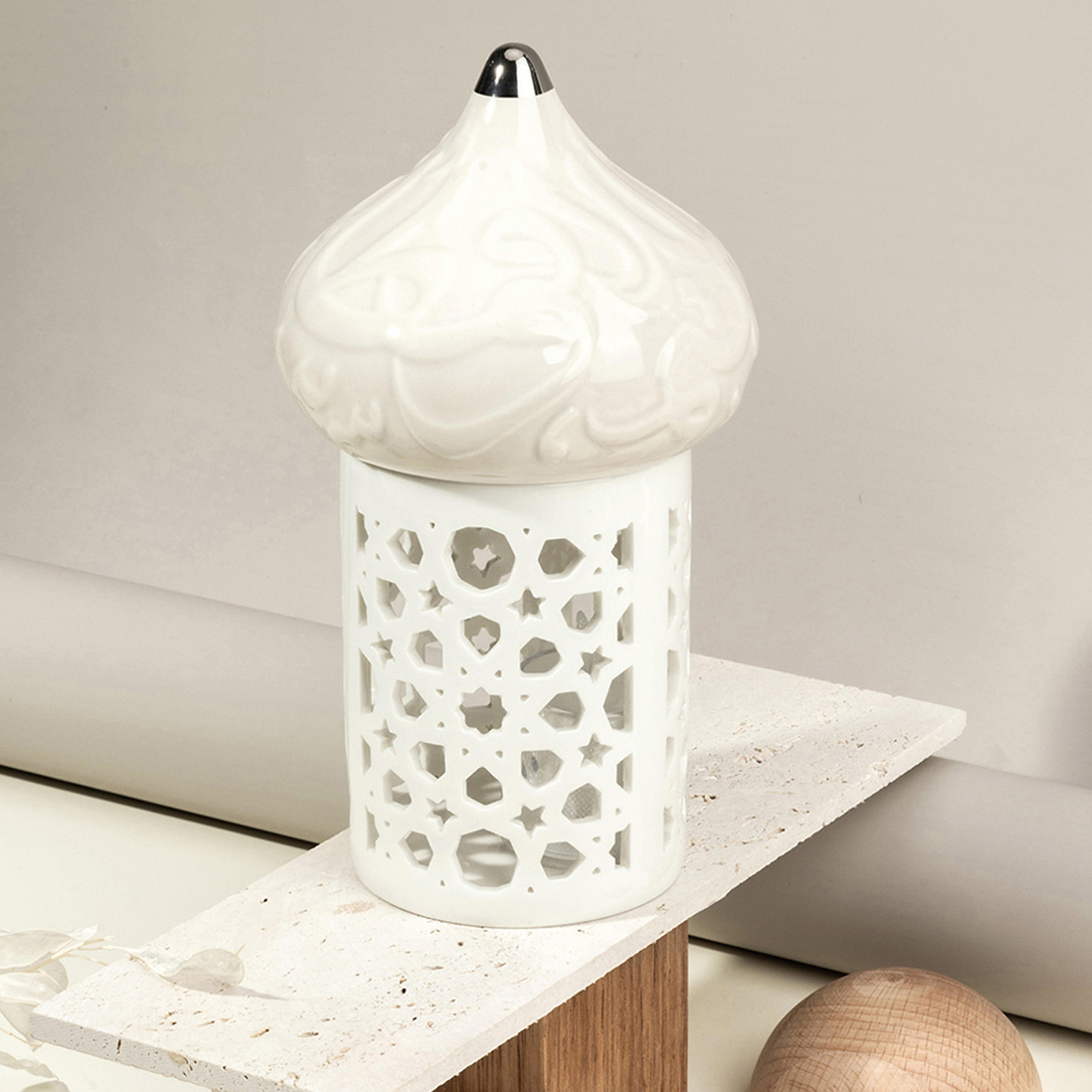 Otantik Diwan Cutwork Detail Porcelain Tealight Candleholder - 22 cms-household-decor-candleholdersandlanterns-image-1