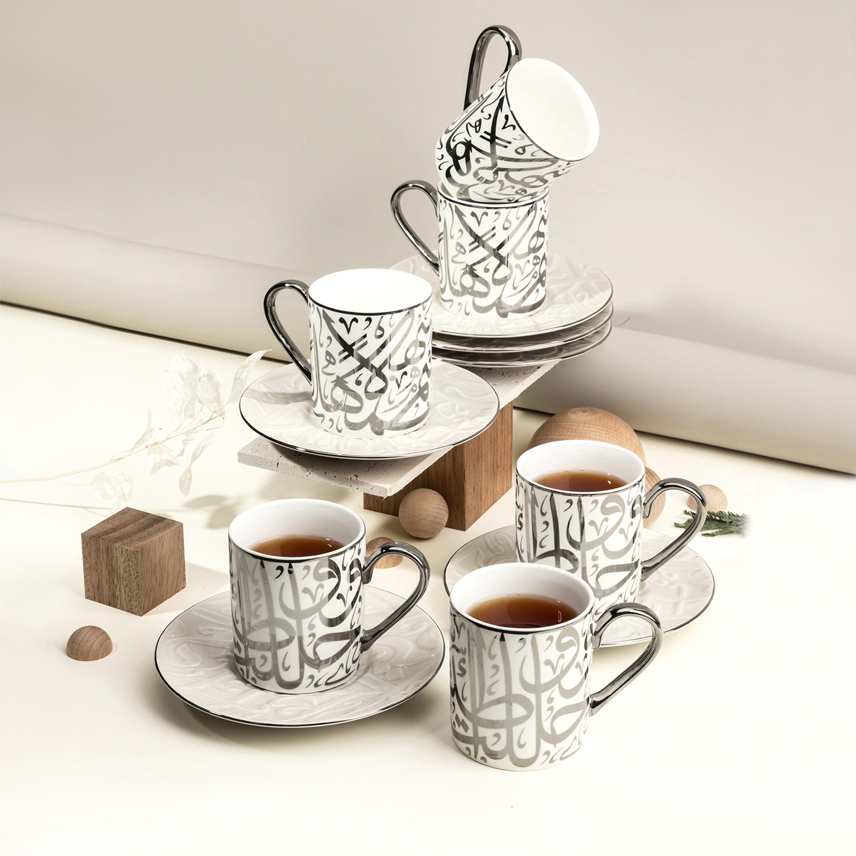 طقم فناجين وصحون بورسلان 12 قطعة ديوان من أوتانتيك-household-dining-teaandcoffee-teaandcoffeesets-image-1