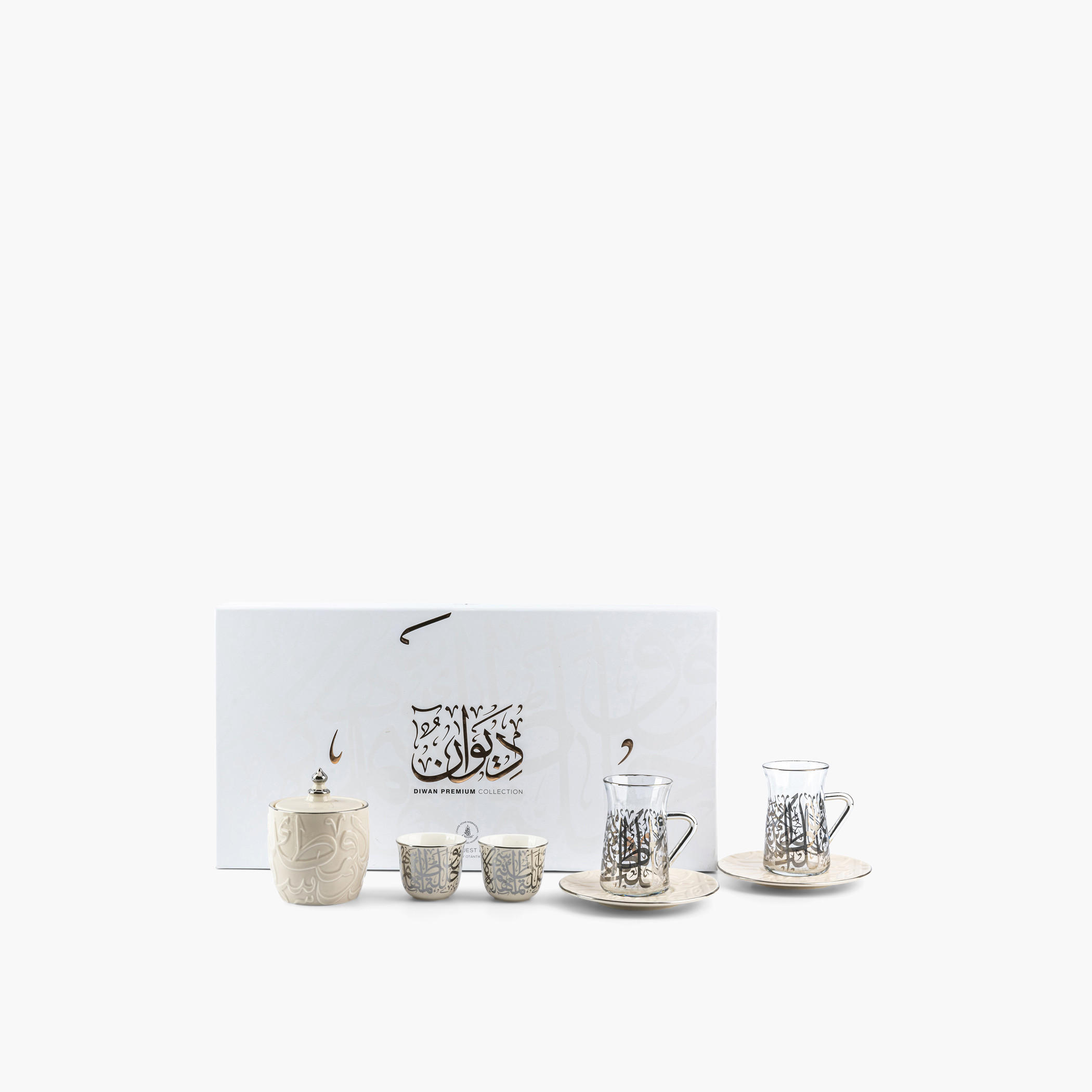 Otantik 19-Piece Printed Glass Cup and Saucer Set with Sugar Pot-household-dining-teaandcoffee-teaandcoffeesets-image-2