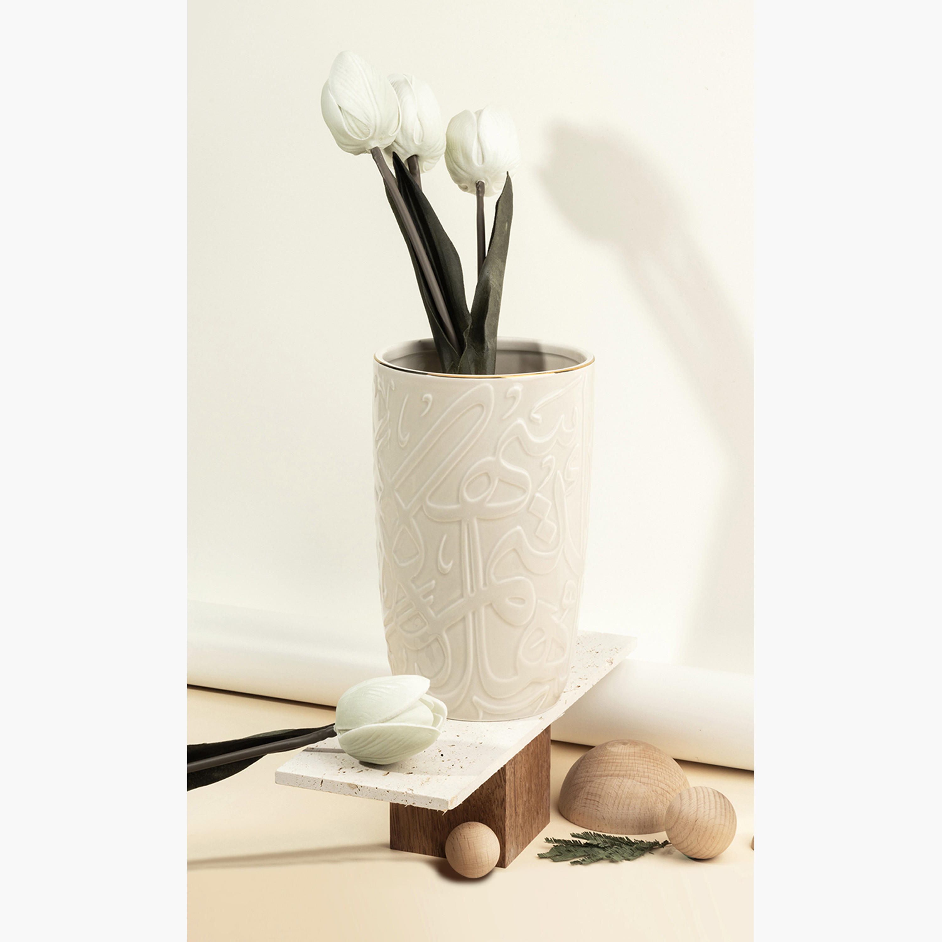 Otantik Diwan Porcelain Vase - 11x11x20 cms-household-decor-vasesandbowls-image-1