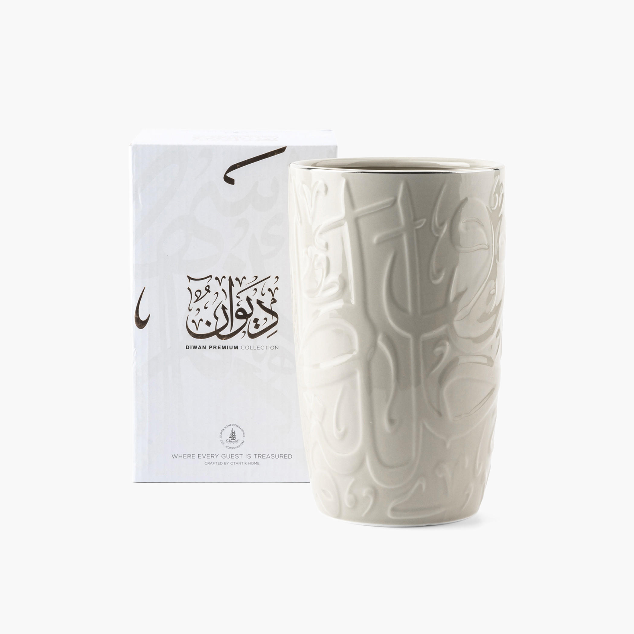 Otantik Diwan Porcelain Vase - 11x11x20 cms-household-decor-vasesandbowls-image-3