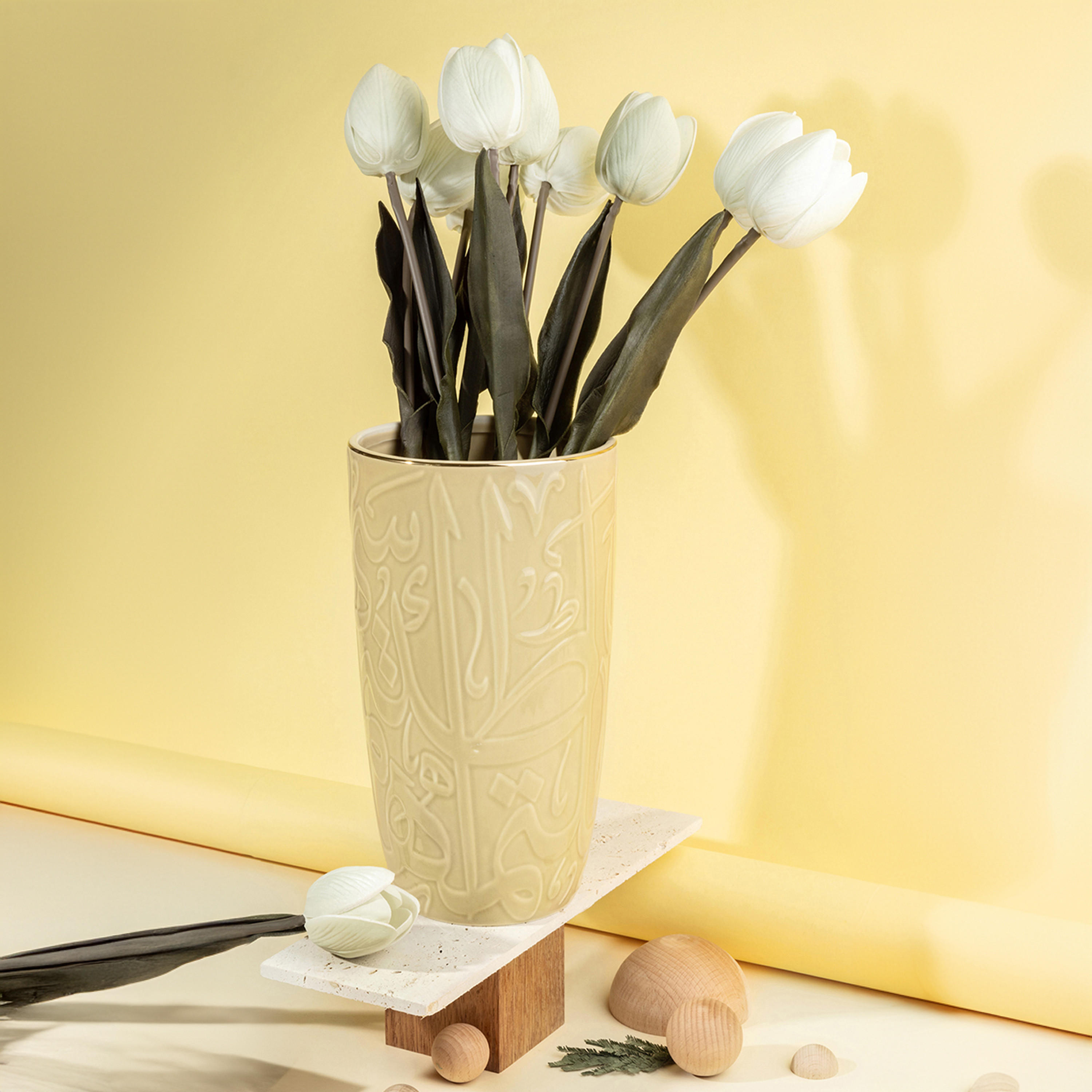 Otantik Diwan Porcelain Vase - 13x13x25 cms-household-decor-vasesandbowls-image-1