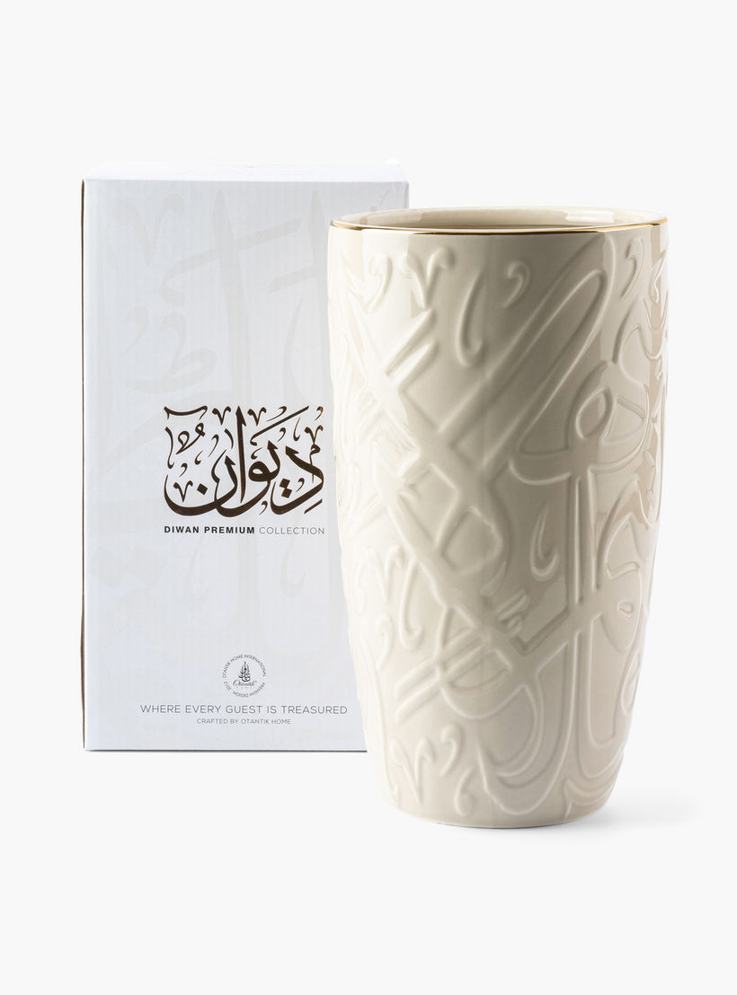 Otantik Diwan Porcelain Vase - 13x13x25 cms-household-decor-vasesandbowls-image-3