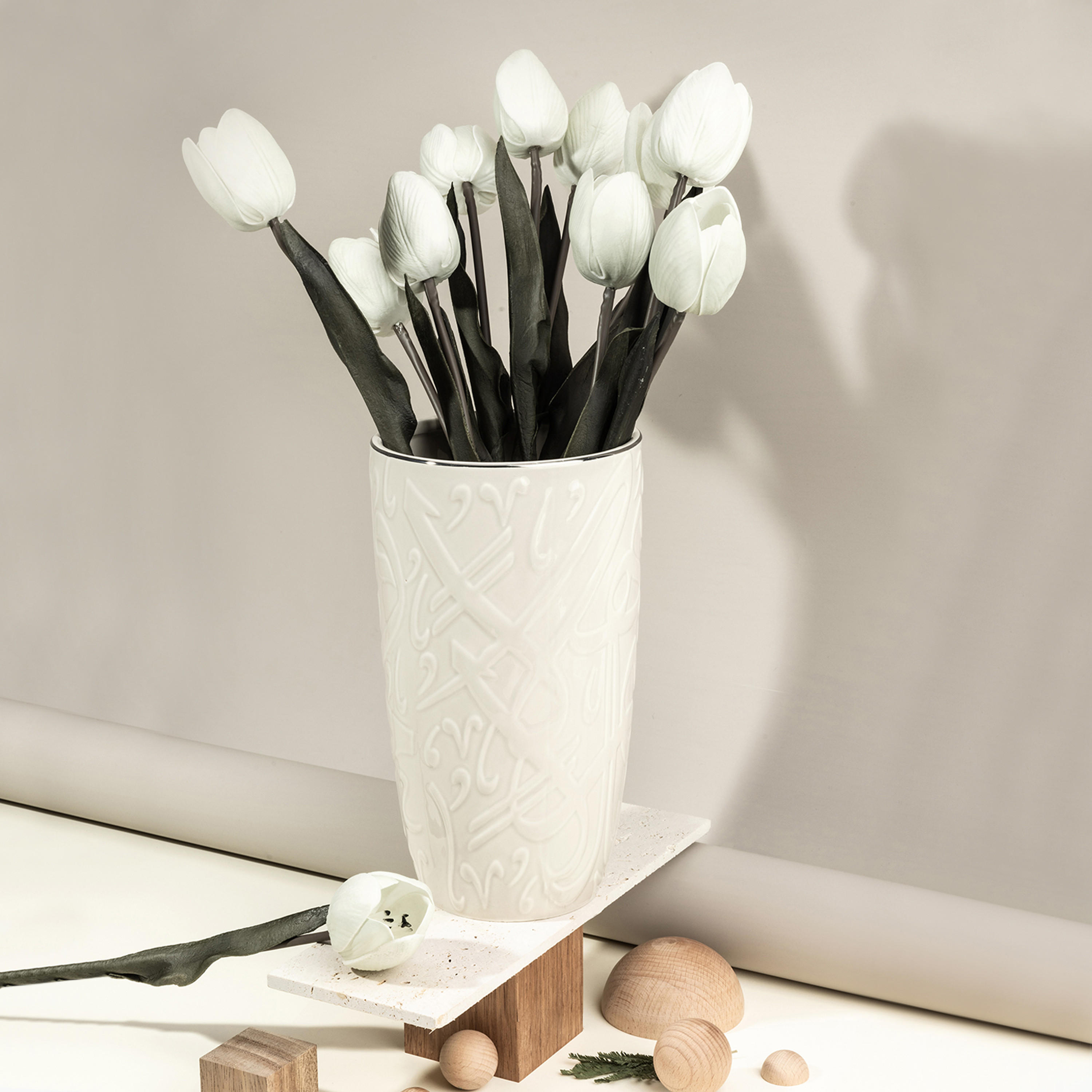 Otantik Diwan Porcelain Vase - 13x13x25 cms-household-decor-vasesandbowls-image-1