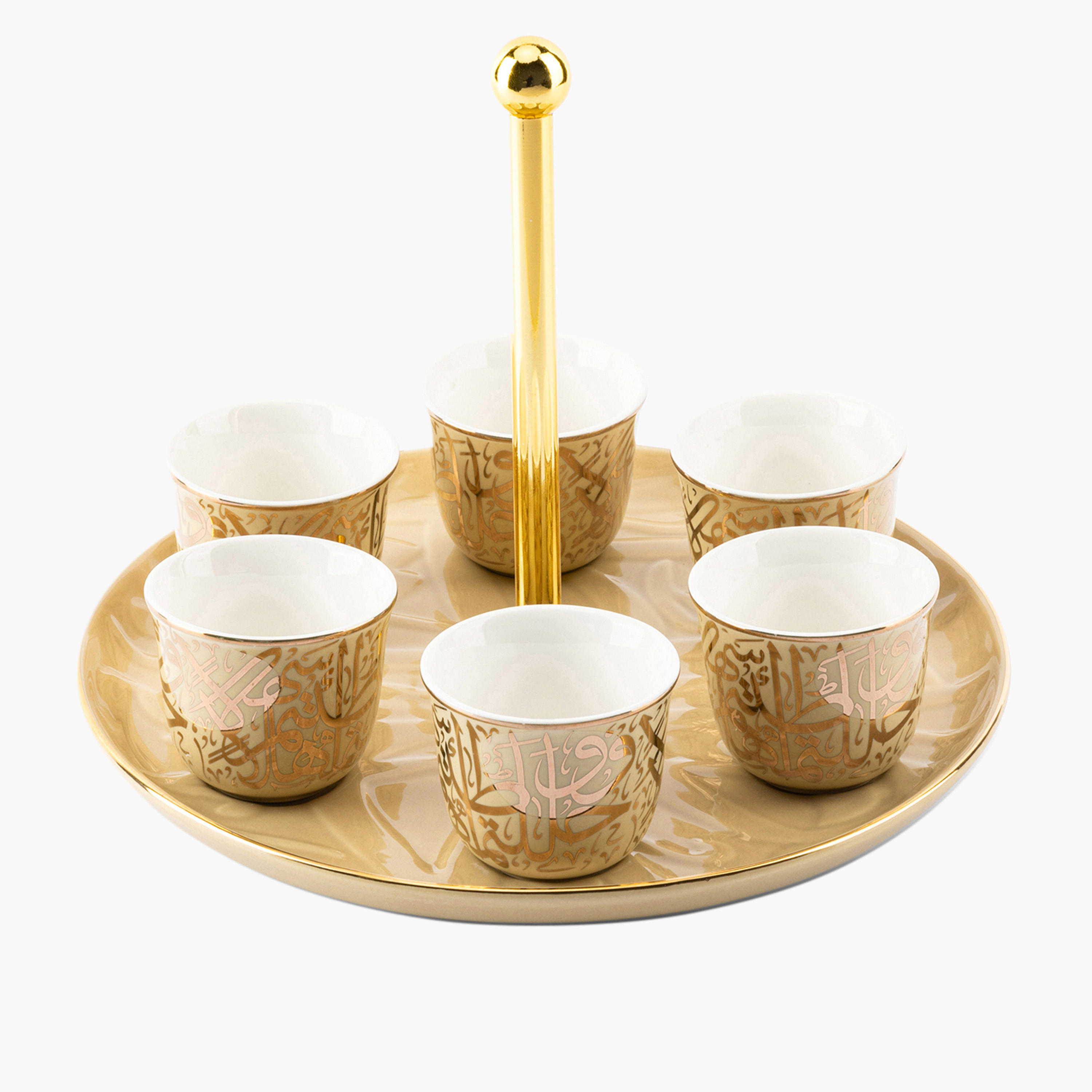 Otantik Diwan 6-Piece Kahwa Cup and Serving Tray Set-household-dining-glassware-drinkingglasses-image-1