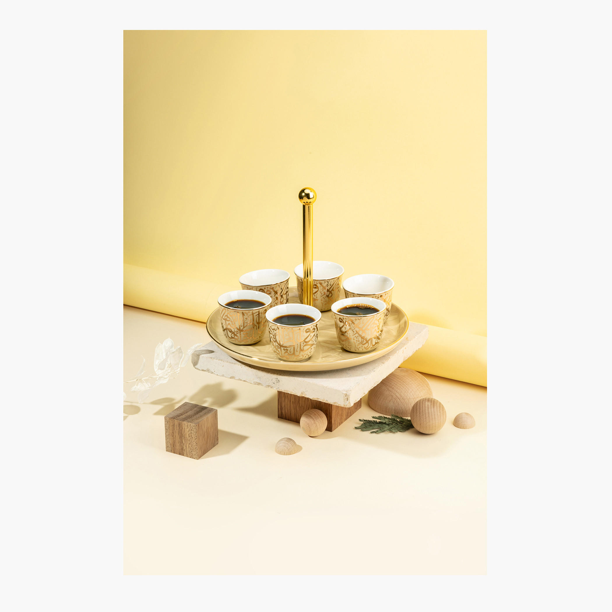 Otantik Diwan 6-Piece Kahwa Cup and Serving Tray Set-household-dining-glassware-drinkingglasses-image-2